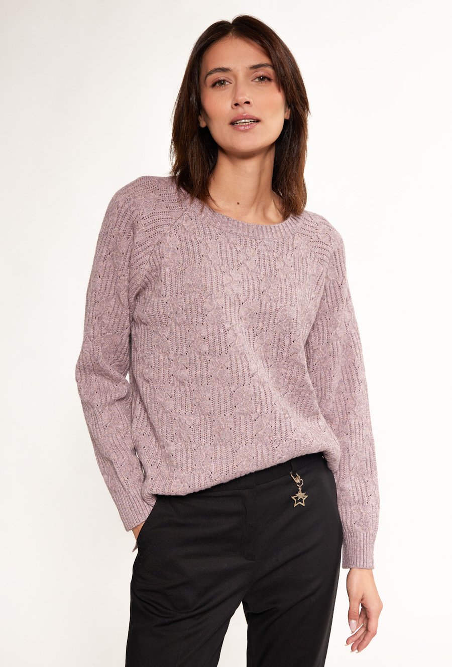 Pleciony sweter damski