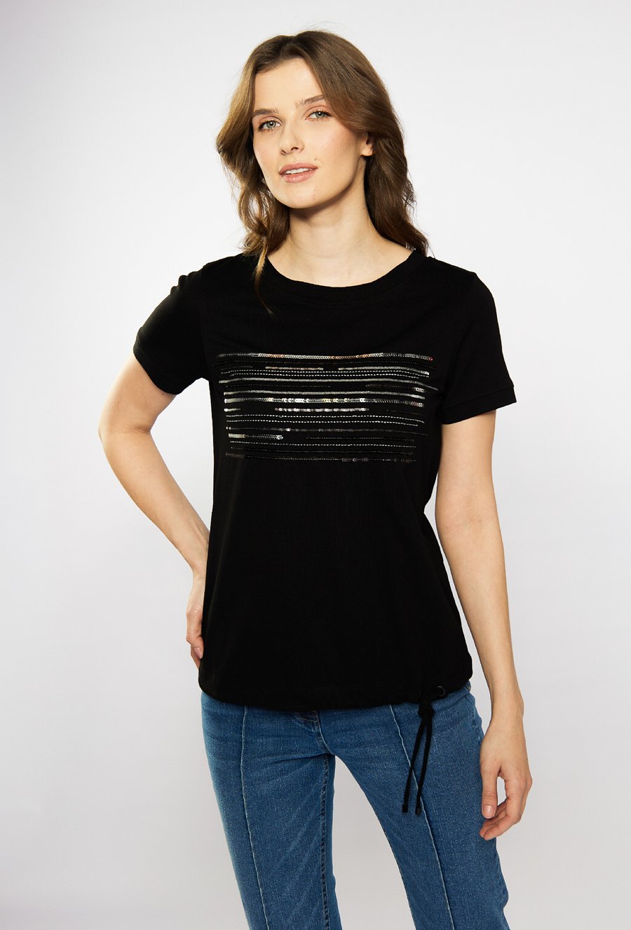 T-shirt damski z cekinami