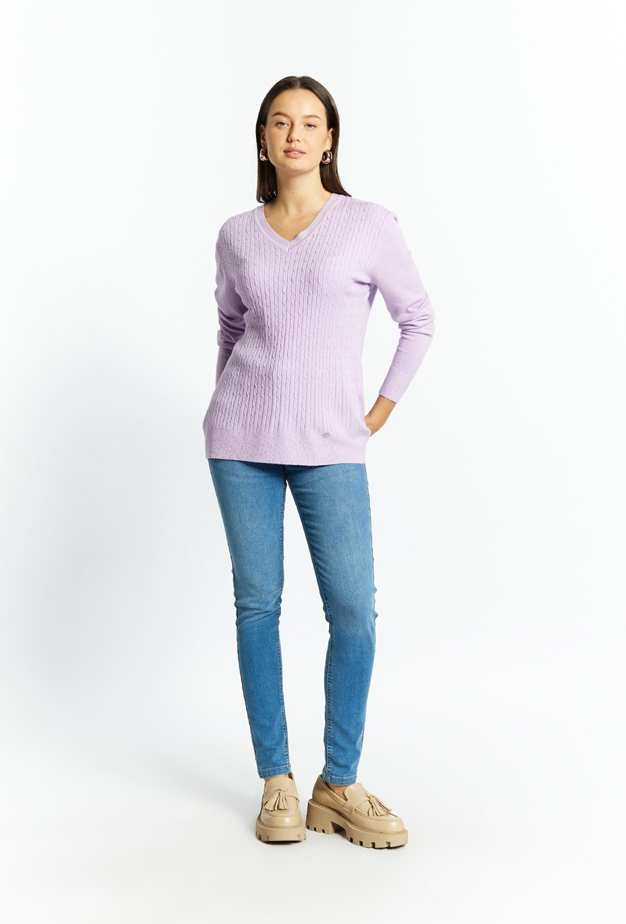Sweter damski z ciekawym splotem