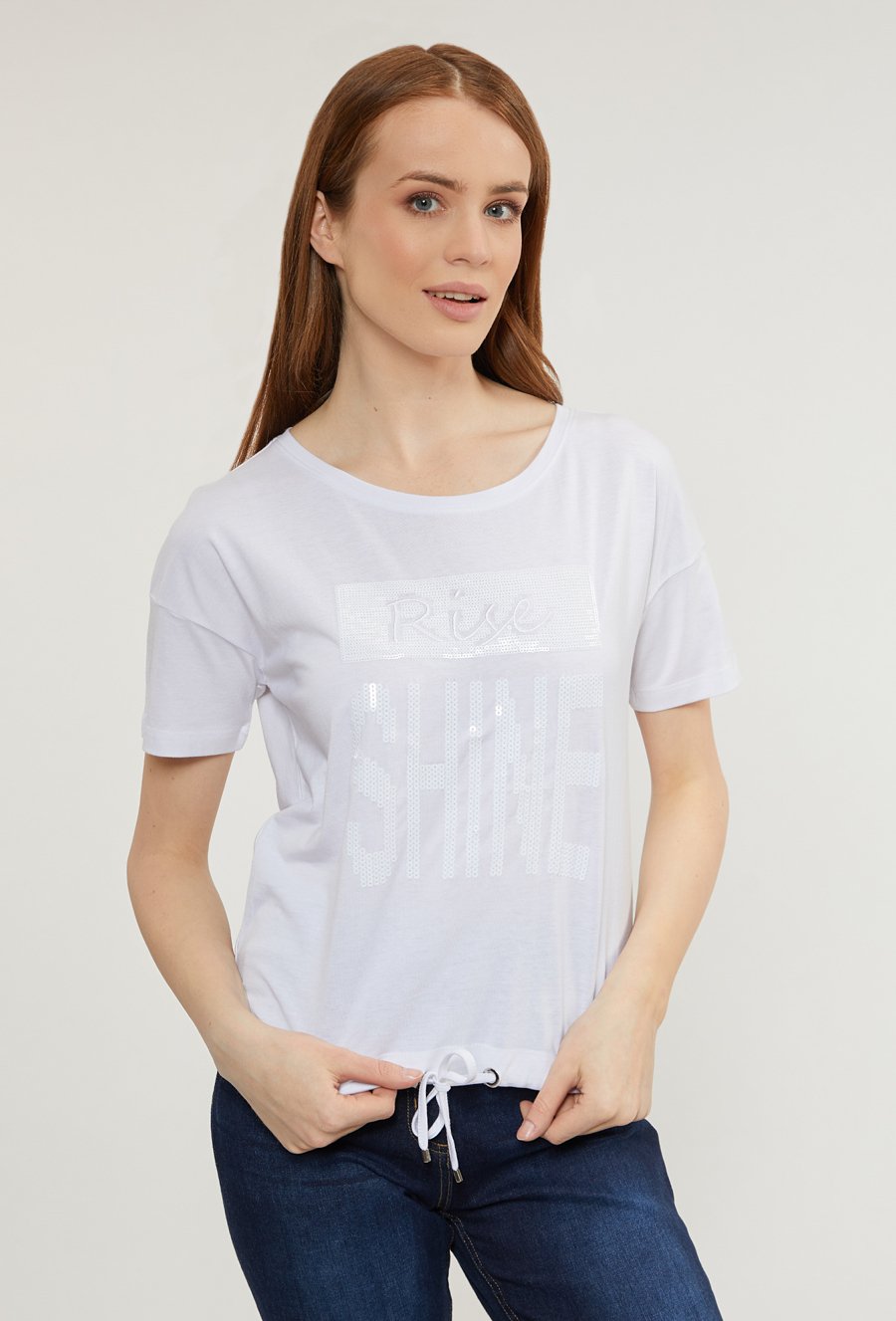 T-shirt damski z cekinami