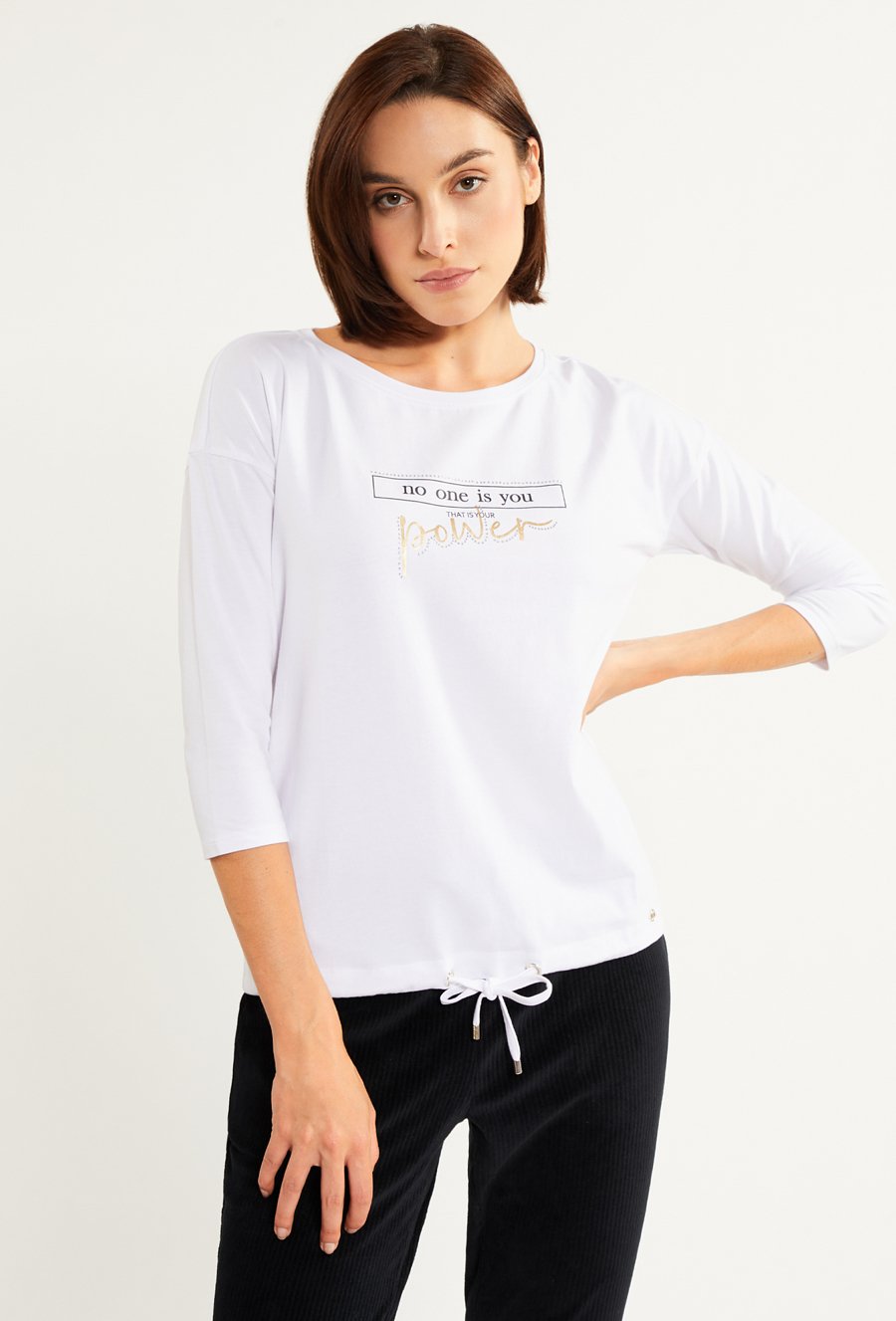 T-shirt damski z wiązaniem