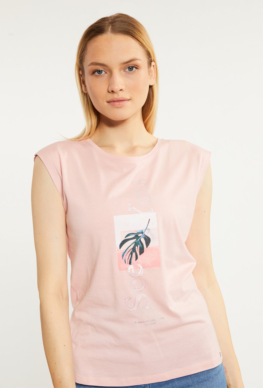 T-shirt damski z ozdobnym panelem