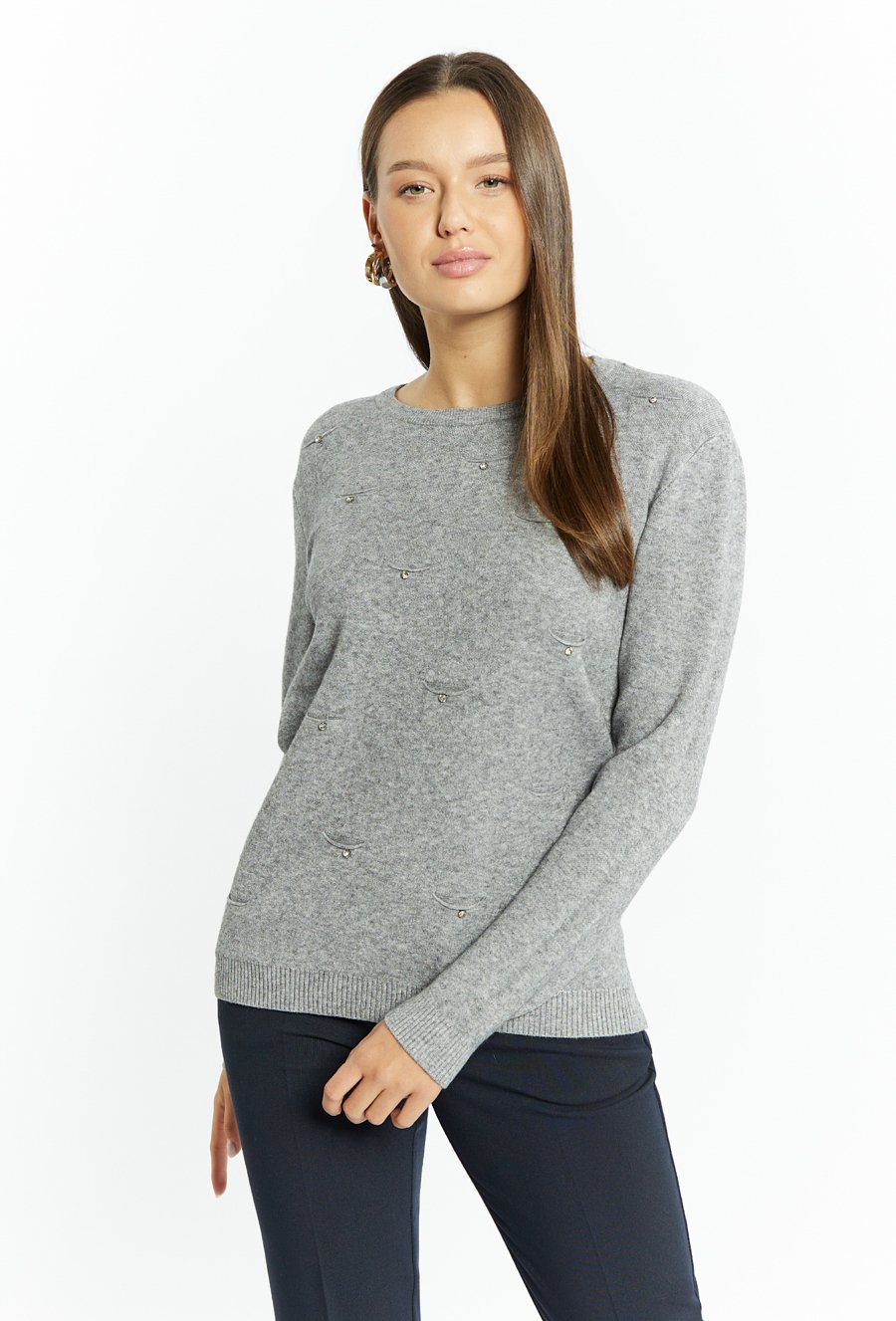 Wiskozowy sweter z dżetami