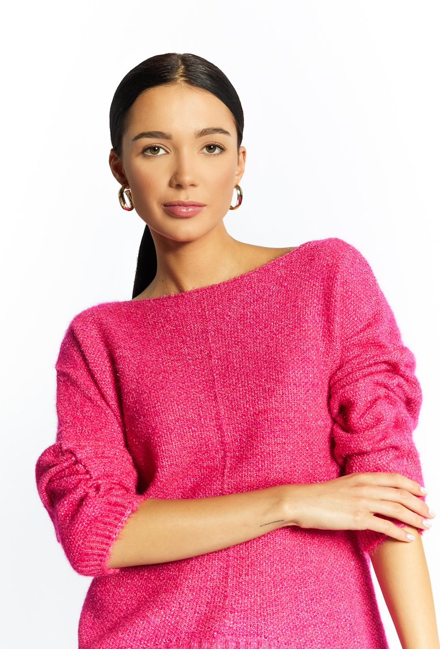 Połyskujący sweter damski