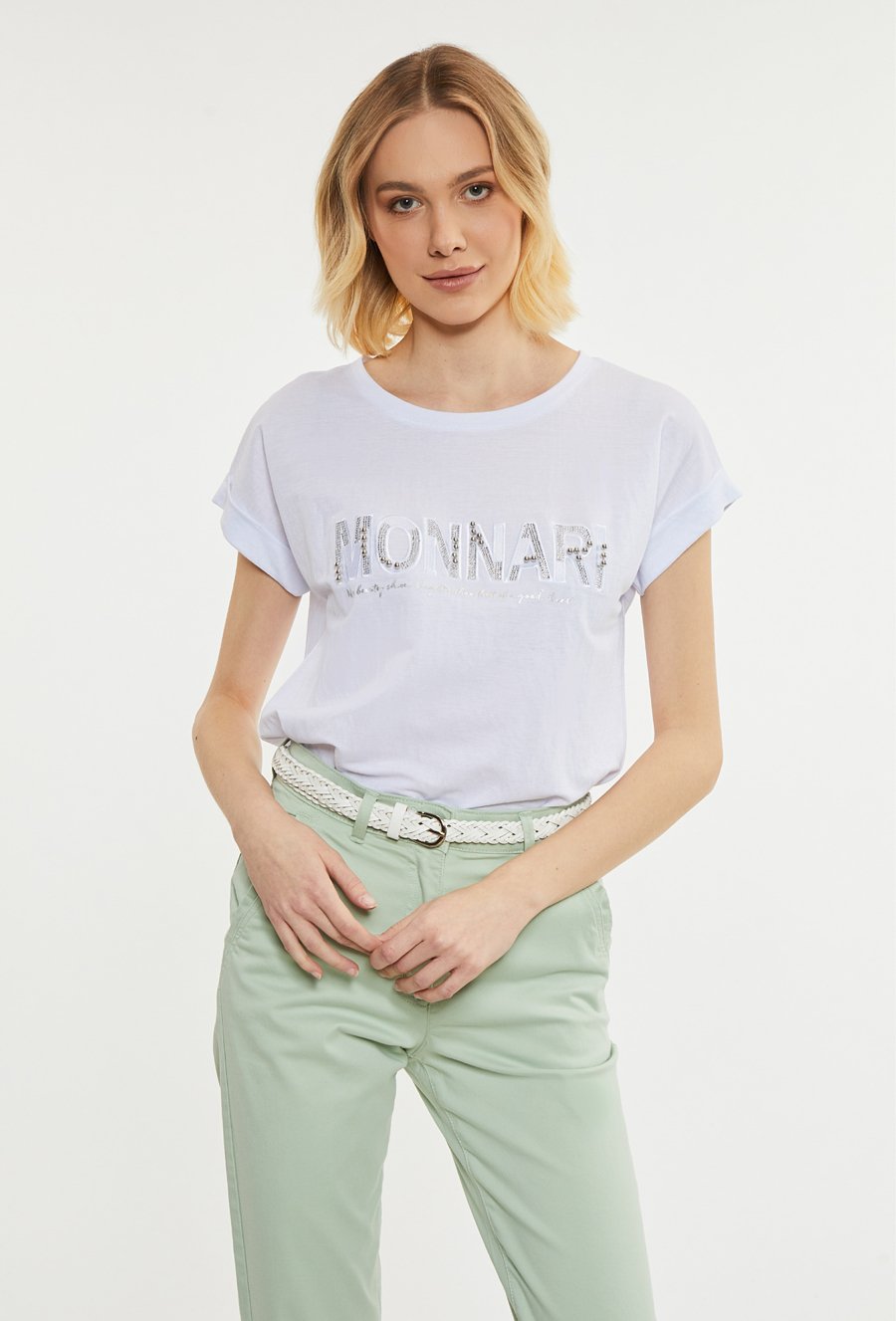 T-shirt damski z ozdobnym panelem