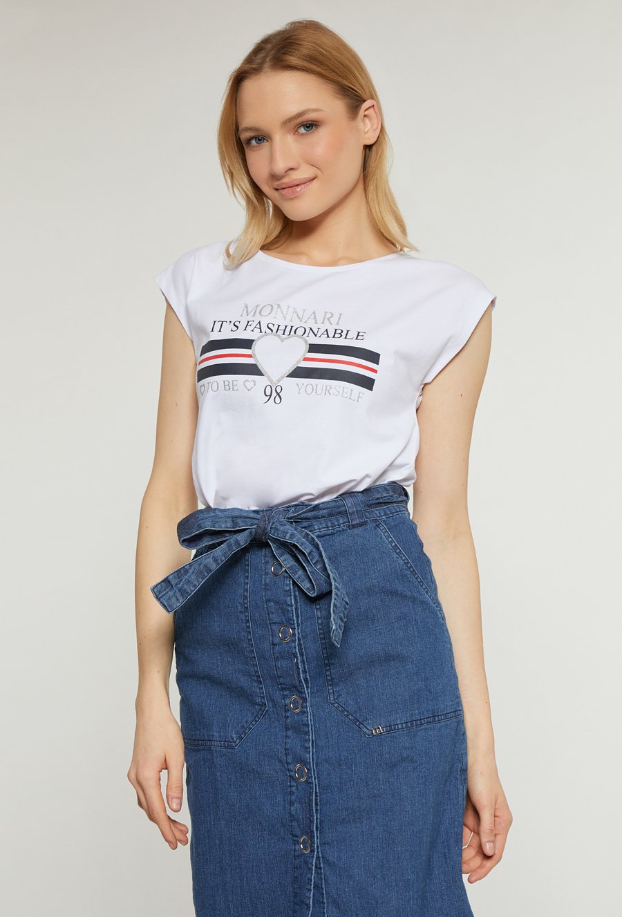 T-shirt damski z ozdobnym panelem