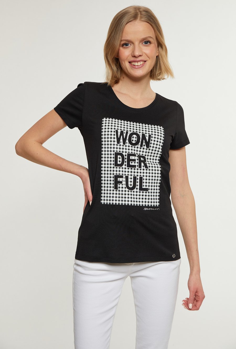 T-shirt damski z ozdobnym panelem