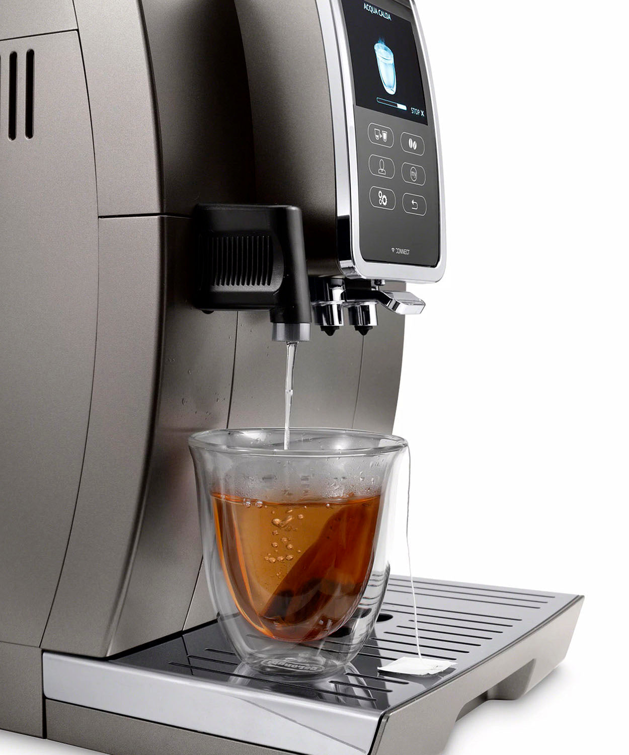De'Longhi - Dinamica Plus Fully Automatic Espresso Machine with Built-in Grinder - Titanium