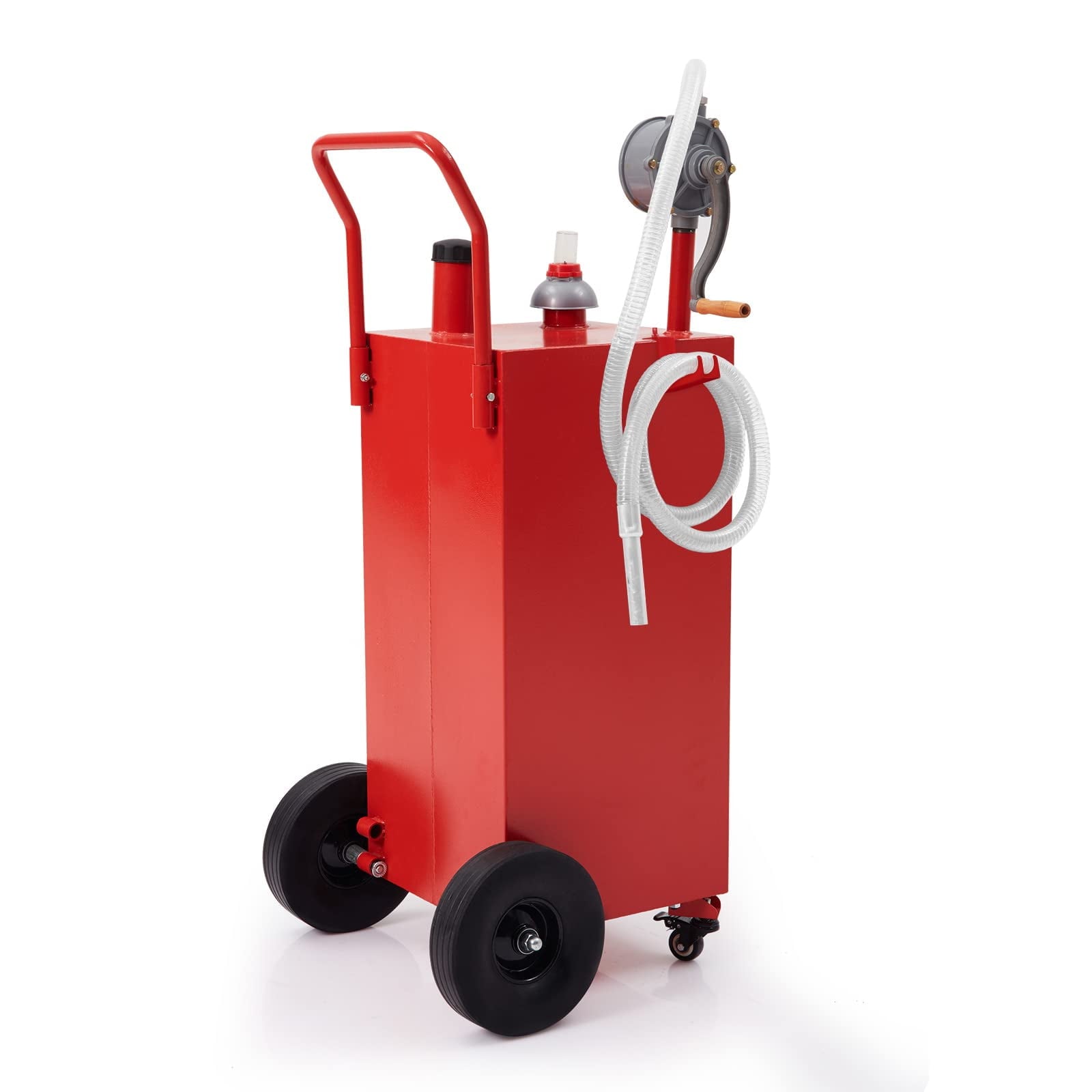 35 Gallon Portable Gas Caddy Fuel Storage Tank with 2 Wheels for Car, Boat, Motorcycle Ect - Red