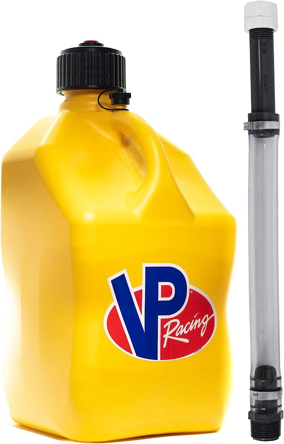 VP Racing 5.5-Gallon Square Motorsport Racing Utility Liquid Fuel Container Jug and 14 In Deluxe Hose Kit and Multipurpose Cap, Yellow 8 Pack