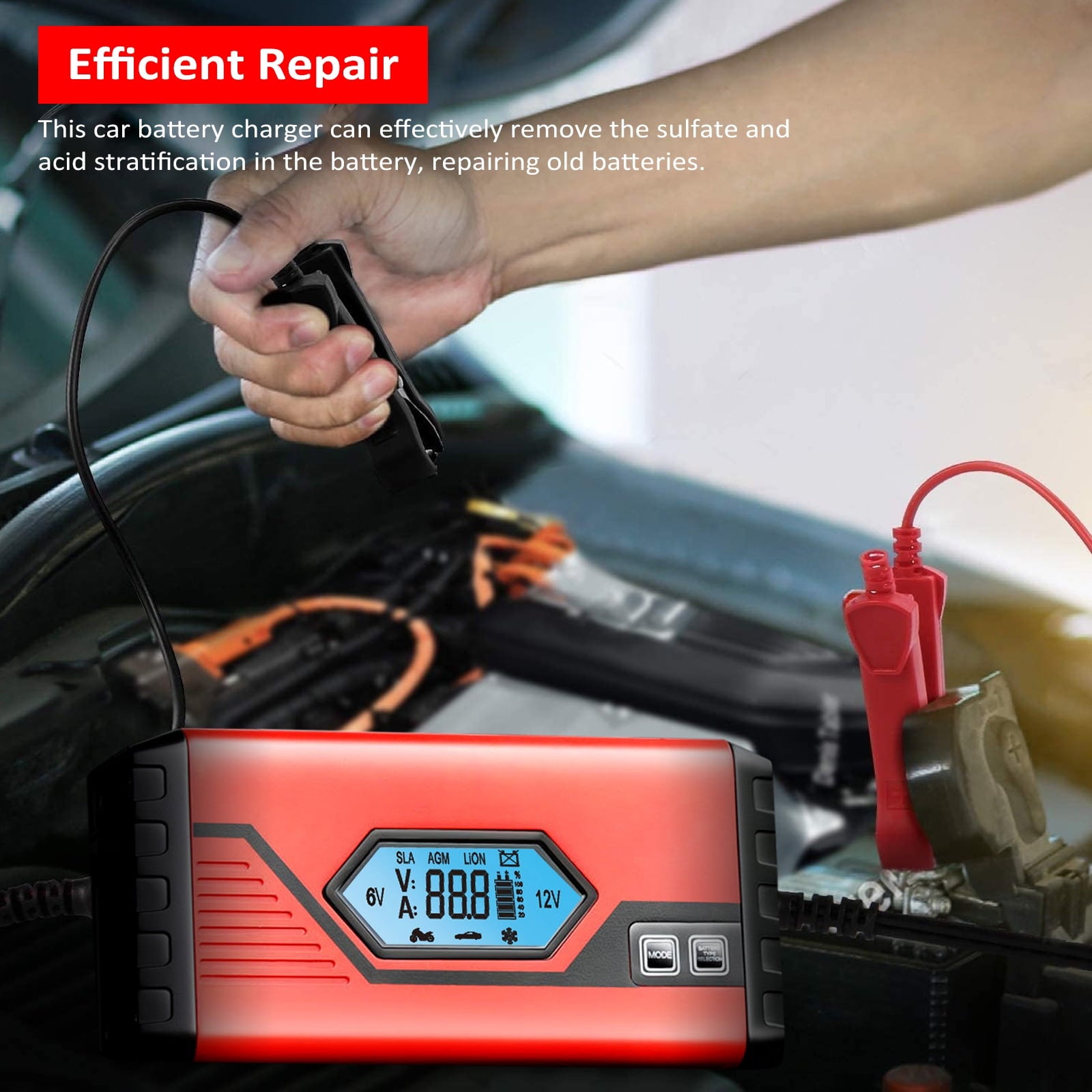 Htovila Charger,4 Amp 6v/12v Battery With Lcd Battery Maintainer Car With Lcd Screen Battery 4 Amp Screen Battery Maintainer Car Battery 4 Amp 6v/12v Battery Maintainer Car Atv