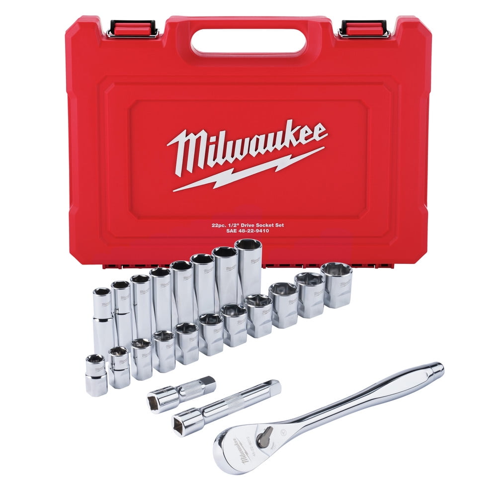 Milwaukee 48-22-9410 22-Piece SAE 1/2 in. Drive Ratchet and Socket Set