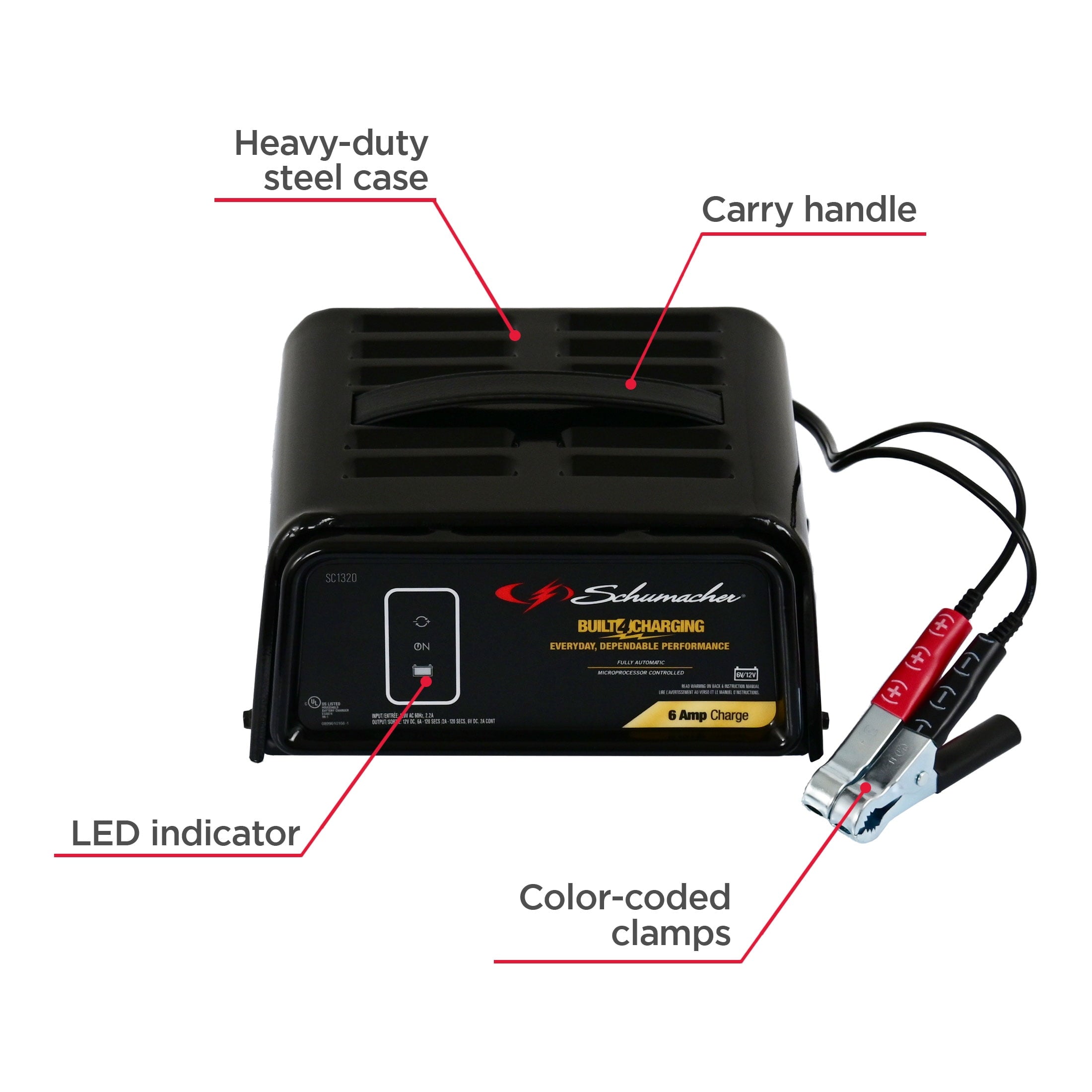 Schumacher SC1320 6-Amp 6V/12V Fully Automatic Battery Charger and Maintainer, New in Box