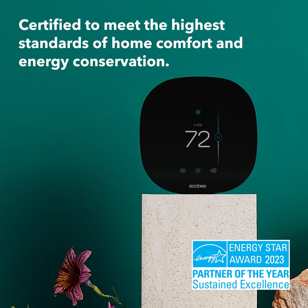 ecobee3 Lite Smart Thermostat - Programmable Wifi Thermostat - Works with Siri, Alexa, Google Assistant - Energy Star Certified - DIY Install, Black