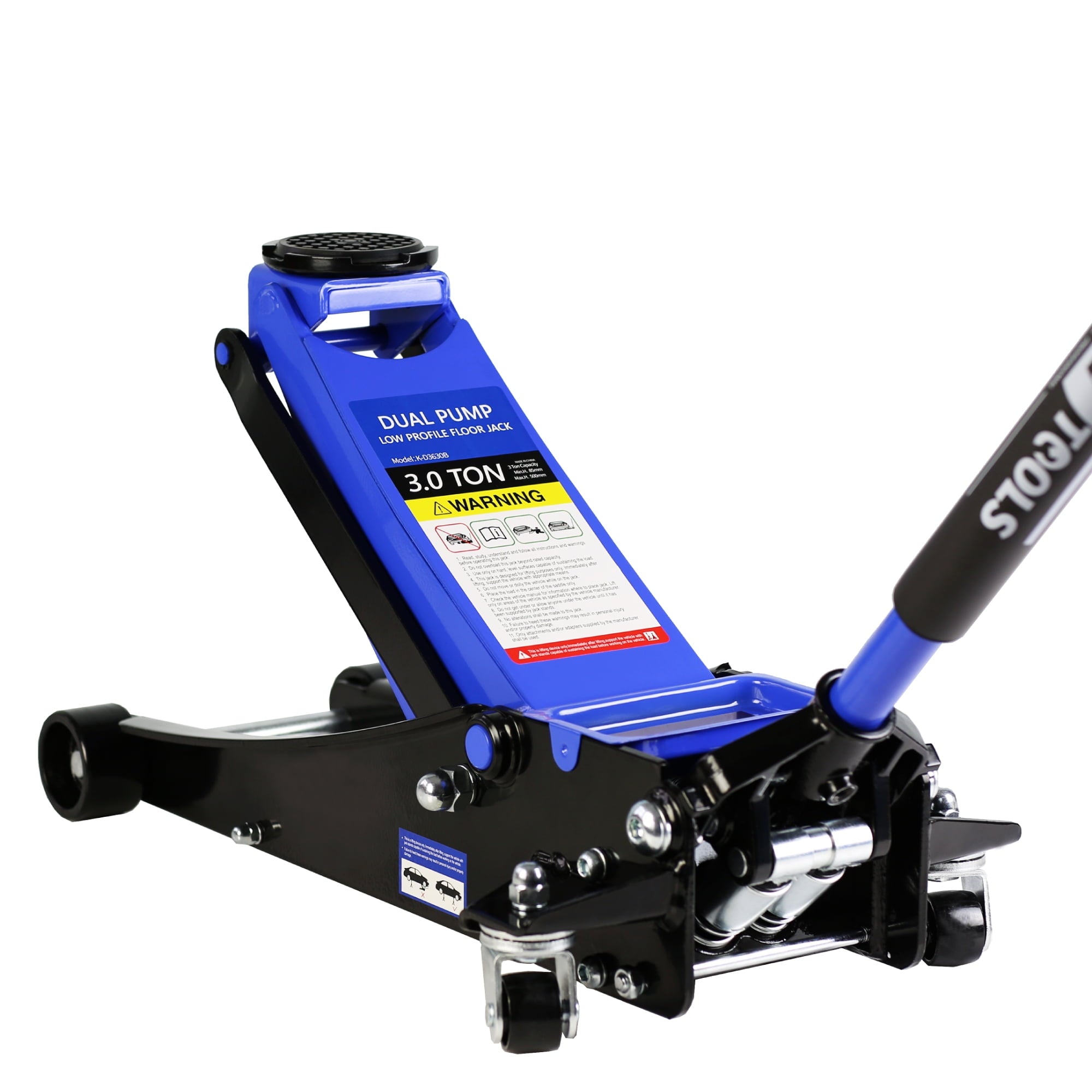 Sesslife Blue Low Profile Floor Jack, 3 Ton Capacity, Heavy Duty Steel Racing Car Floor Jack with Dual Piston Quick Lift Pump, Hydraulic Floor Jack Lifting Range 3.3