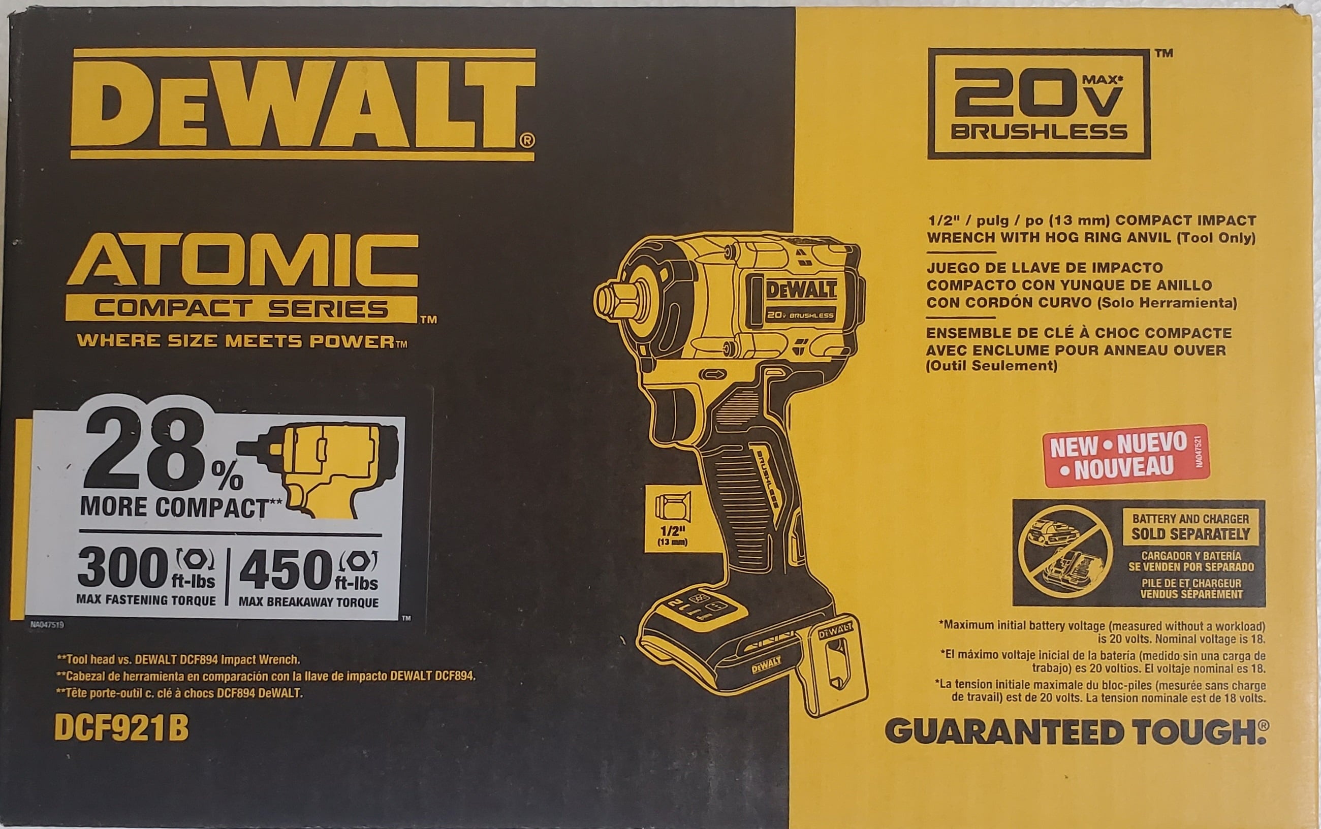 DW DCF921B ATOMIC 20-Volt MAX Cordless Brushless 1/2 in. Impact Wrench (Tool-Only)