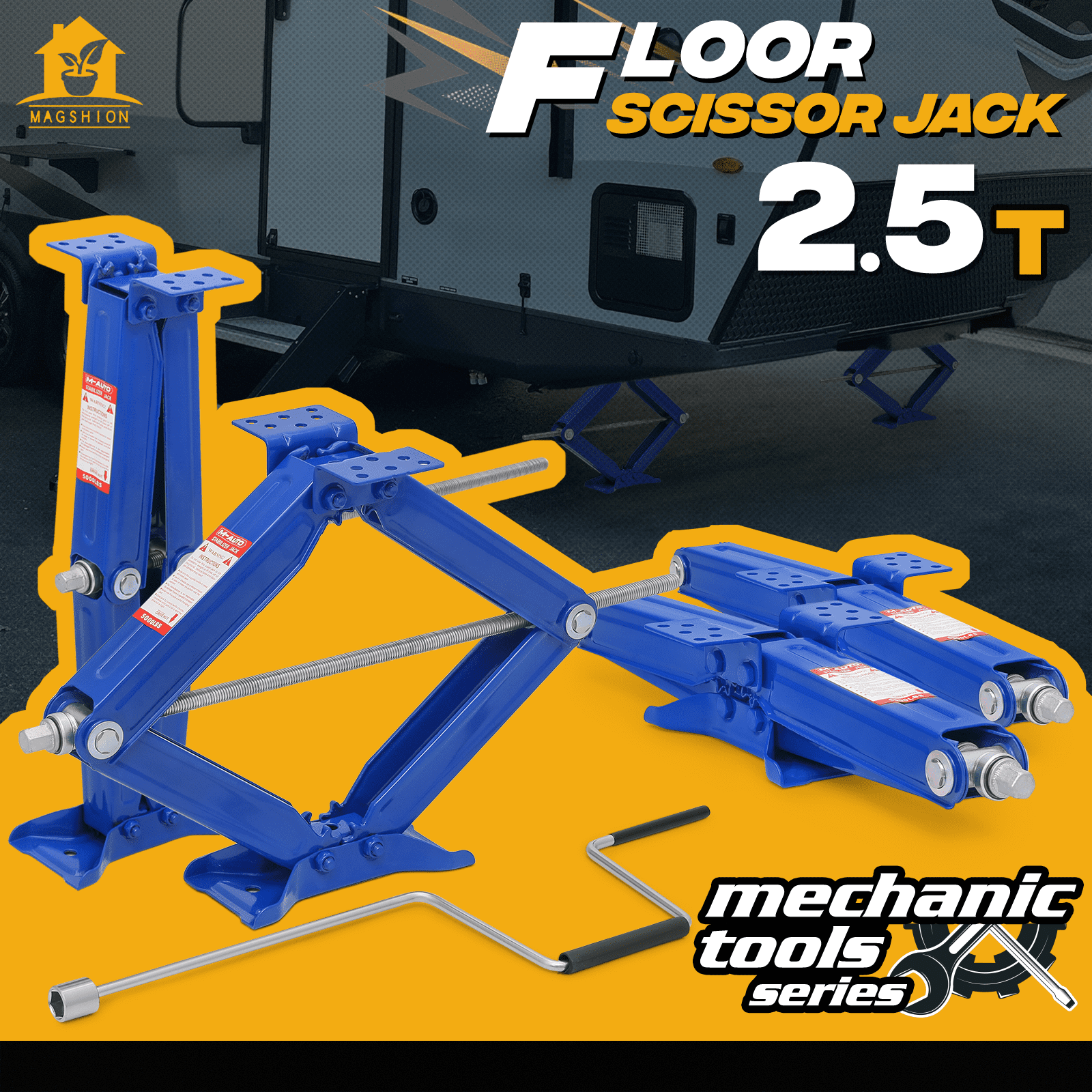 Magshion 2.5 Ton Scissor Jack Set of 4, 5000lbs Heavy Duty Car Jack Kit for Changing Tires Tools, Stabilizer Leveling Scissor Jacks with Handle, Blue