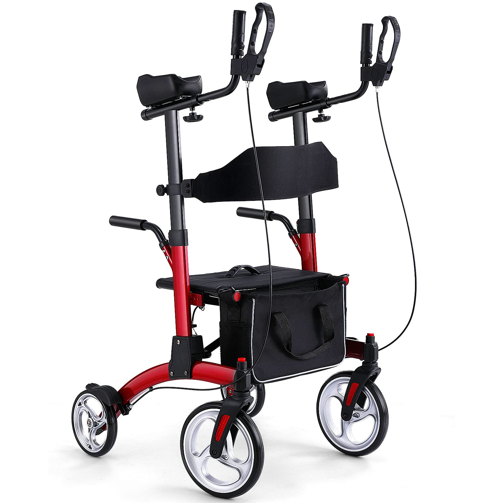 Healconnex Upright Rollator Walkers for Seniors- Stand up Rolling Walker with Seats and 10