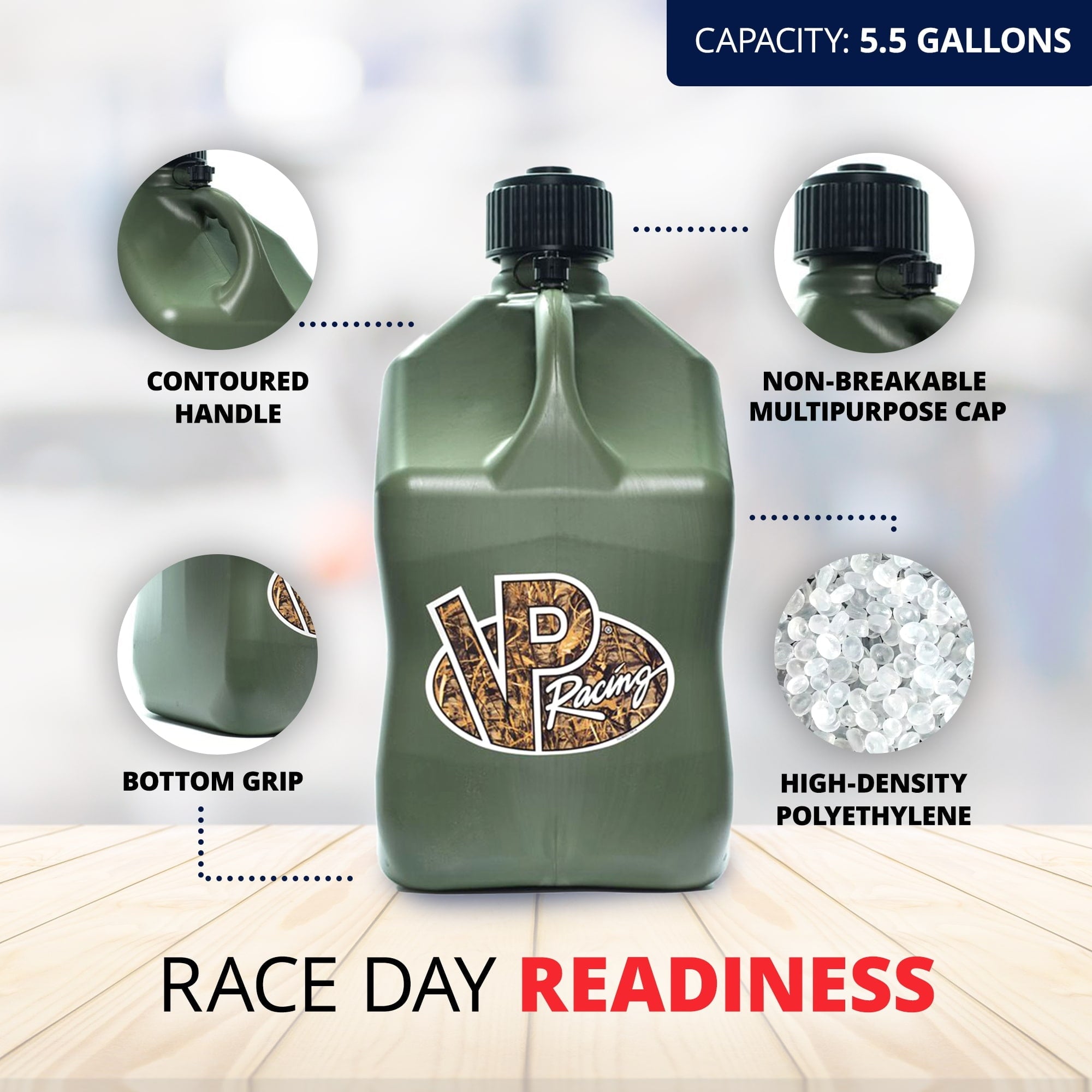 VP Racing 5.5 Gal Motorsport Racing Liquid Utility Container, Camo (8 Pack)