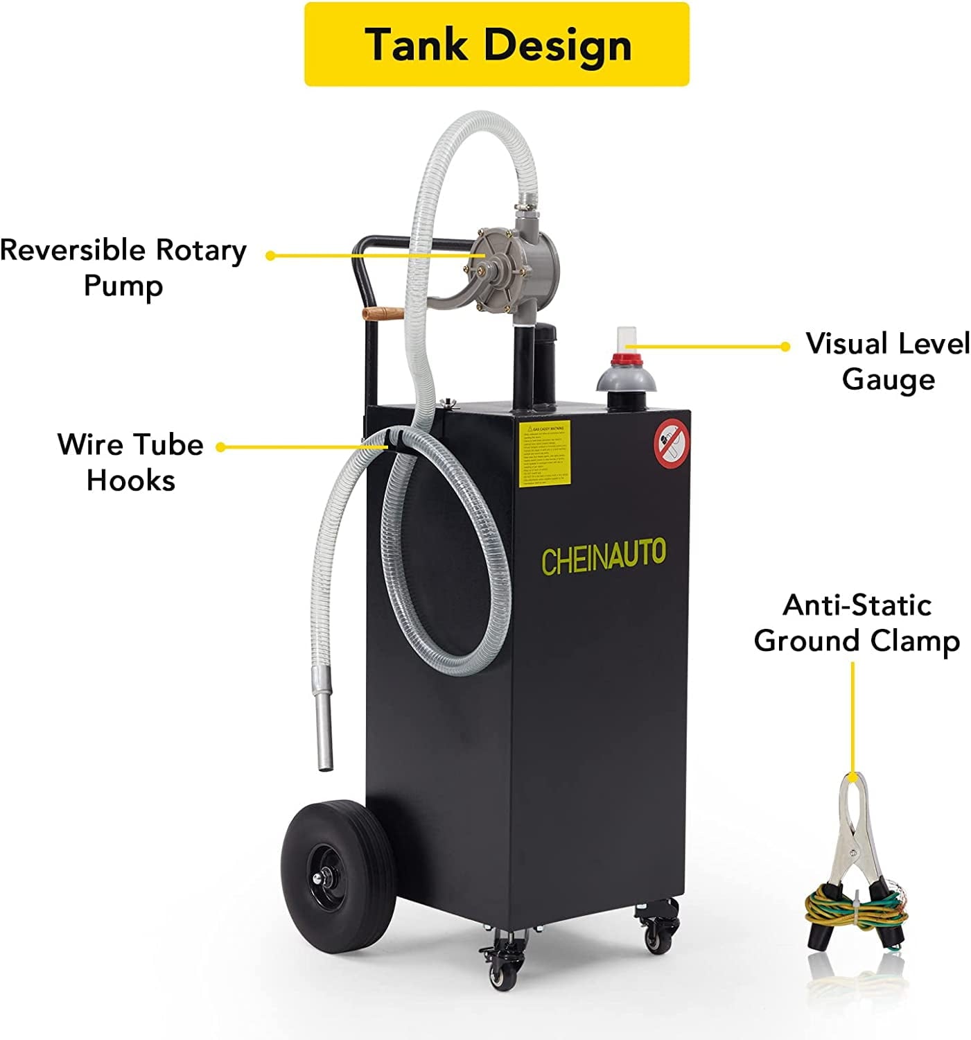 Litake 30 Gallon Portable Gas Caddy Fuel Storage Tank Gasoline Diesel Fuel with 2 Wheels for Car, Lawnmower, ATV, Boat, Motorcycle
