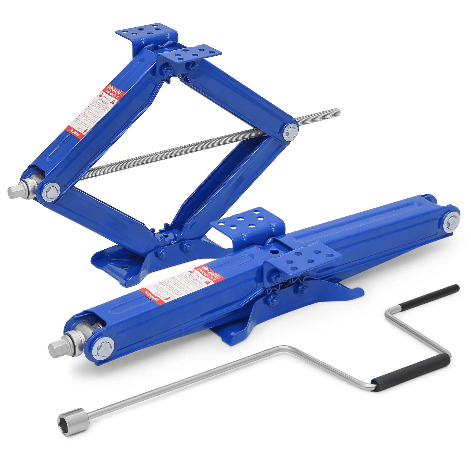 M-AUTO 2.5 Ton Scissor Jack Set of 2, 5000lbs Heavy Duty Car Jack Kit for Changing Tires Tools, Stabilizer Leveling Scissor Jacks with Handle, Blue