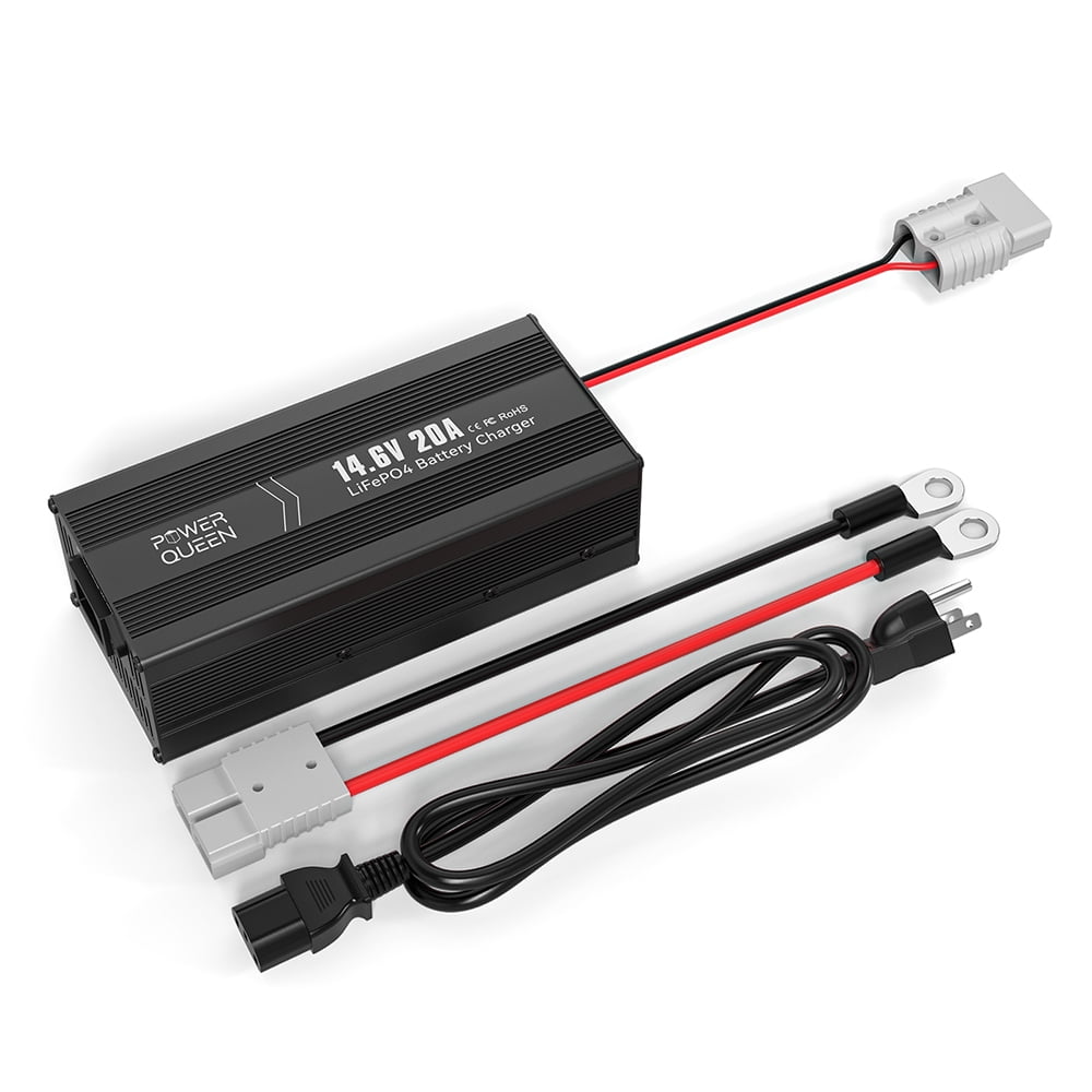 Power Queen 12V 100Ah LiFePO4 Lithium Battery with 14.6V 20A Charger for Solar,RV, Trailer