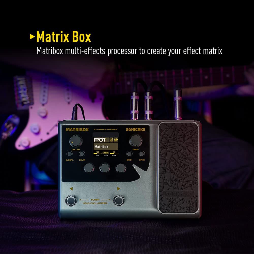 SONICAKE Multi Effects Processor with Expression Pedal Guitar Bass Amp Modeling IR Cabinets Simulation Stereo OTG USB Audio Interface Matribox