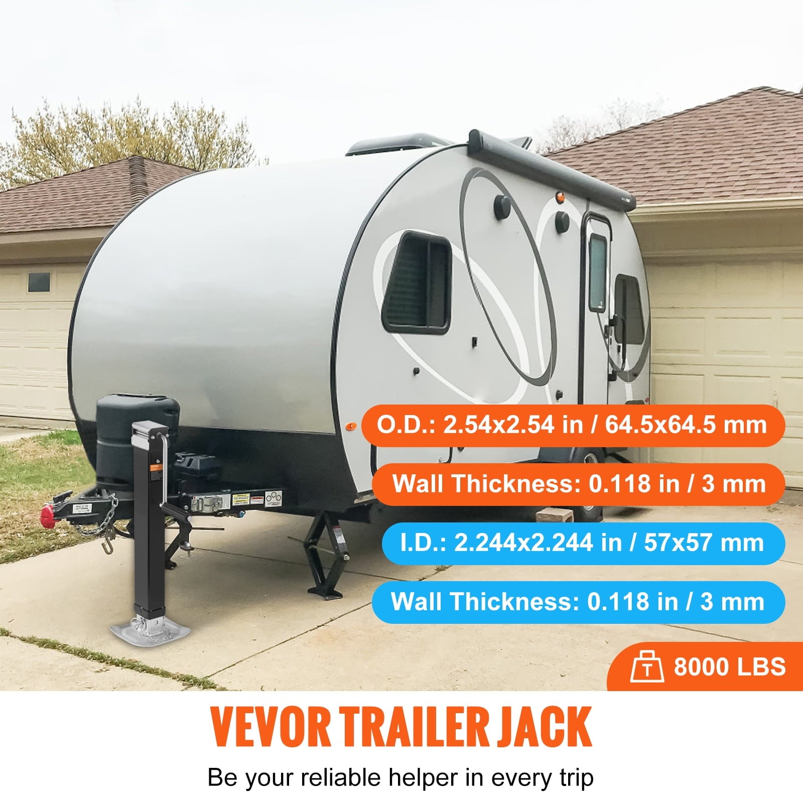 BENTISM Trailer Jack Welded-on Trailer Tongue Jack 8000lb Weight Height Adjustable
