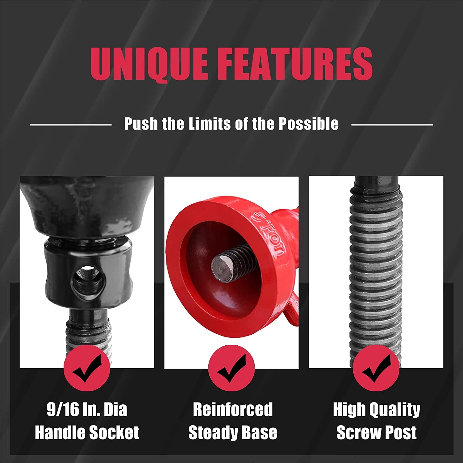 Big Red 5 Ton Professional Car Support Screw Jack for House Construction Bridge Stabilization, Red,W05R
