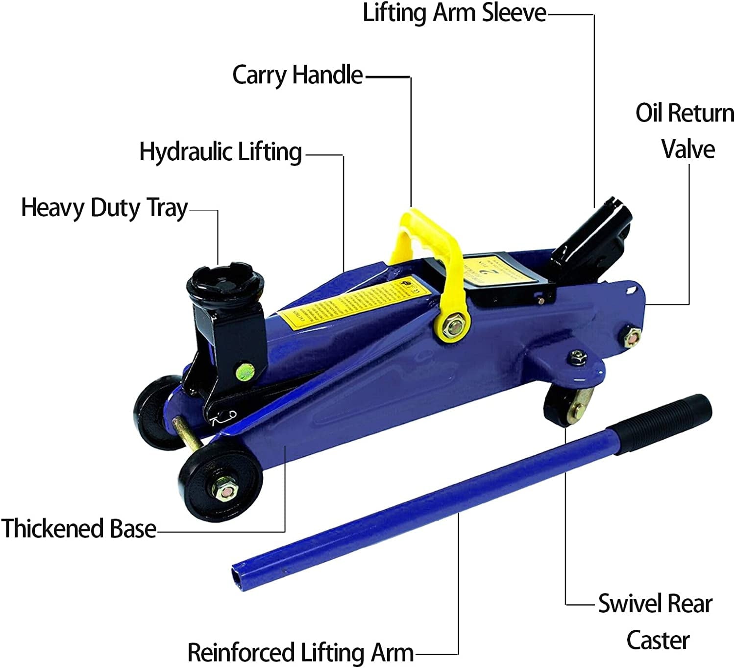 Dayplus 2 Tonne Hydraulic Trolley Floor Jack Low Profile Heavy Duty Metal Steel LIfting Range 135-320mm