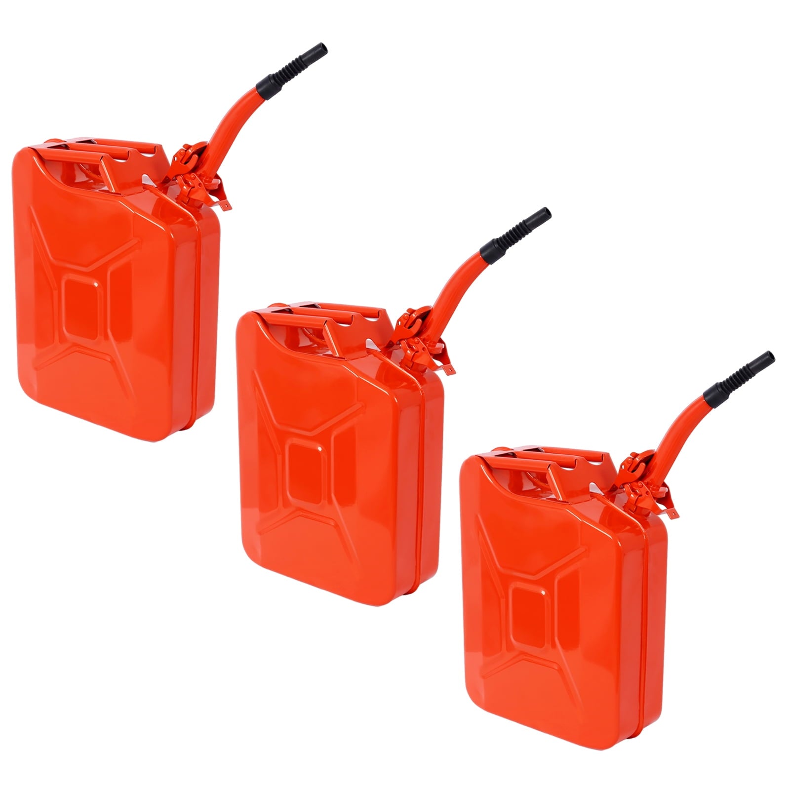 Imerelez 20 Liter 5 Gallon Gas Can Jerry Can with Flexible Spout, Portable Fuel Can Tank Steel Fuel Can, Fuels Gasoline Cars, Trucks, Equipment, 3PCs/set (Red)