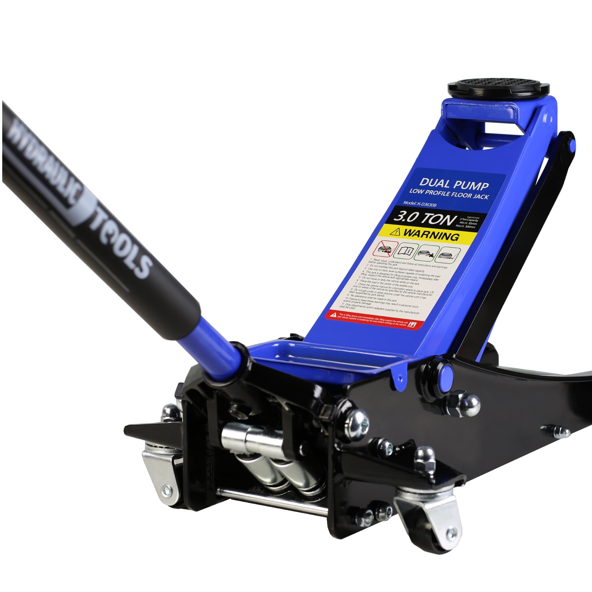MMTX 3t Low Profile Jack, Blue and Black, Ultra Low Floor Jack with Dual Pistons Quick Lift Pump, Car Jack Hydraulic AutoLifts for Home Garage, Truck Jack Hydraulic