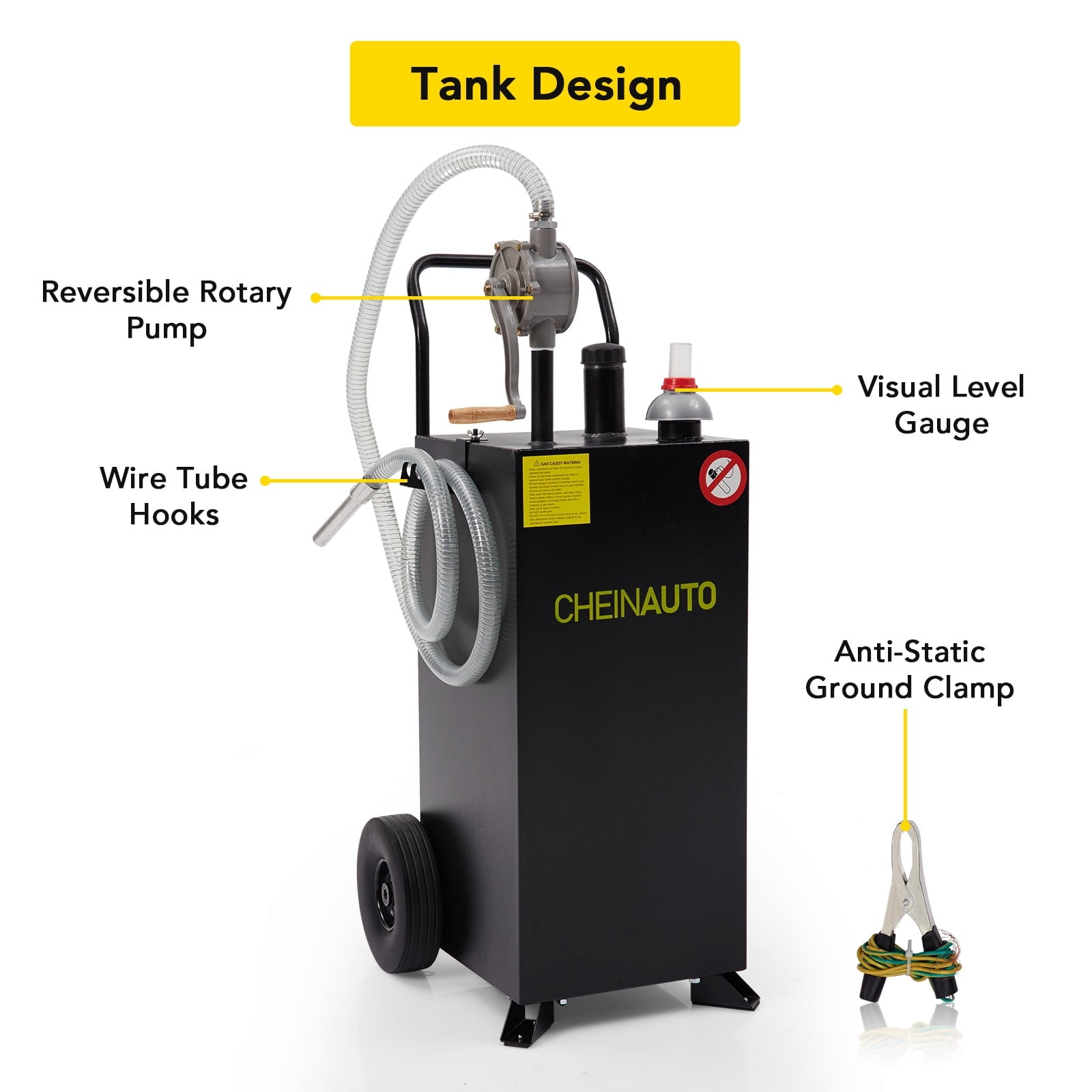 DSstyles 30 Gallon Gas Caddy with PumpStorage Tank Portable Gasoline Dieselfor Car, Lawnmower, ATV, Boat, Motorcycle