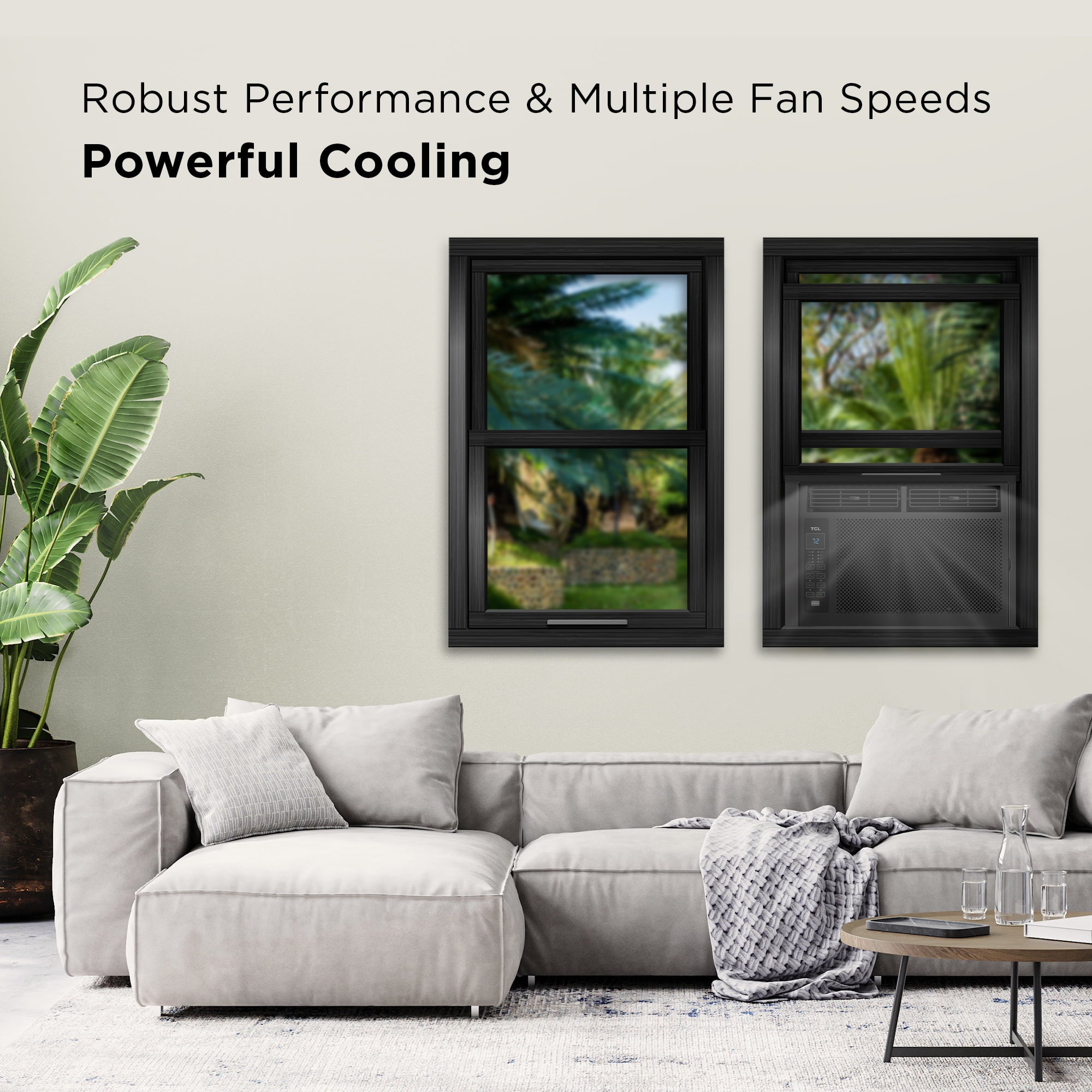 TCL 5,000 BTU Window Air Conditioner, 150 sq. ft., LED Display, Included Remote, Black, W5W3M-B