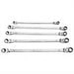 Mountain 5-Piece Metric Double Box Universal Spline Reversible Ratcheting Wrench Set; 8 mm - 18mm, 90 Tooth Design, Long, Flexible, Reversible