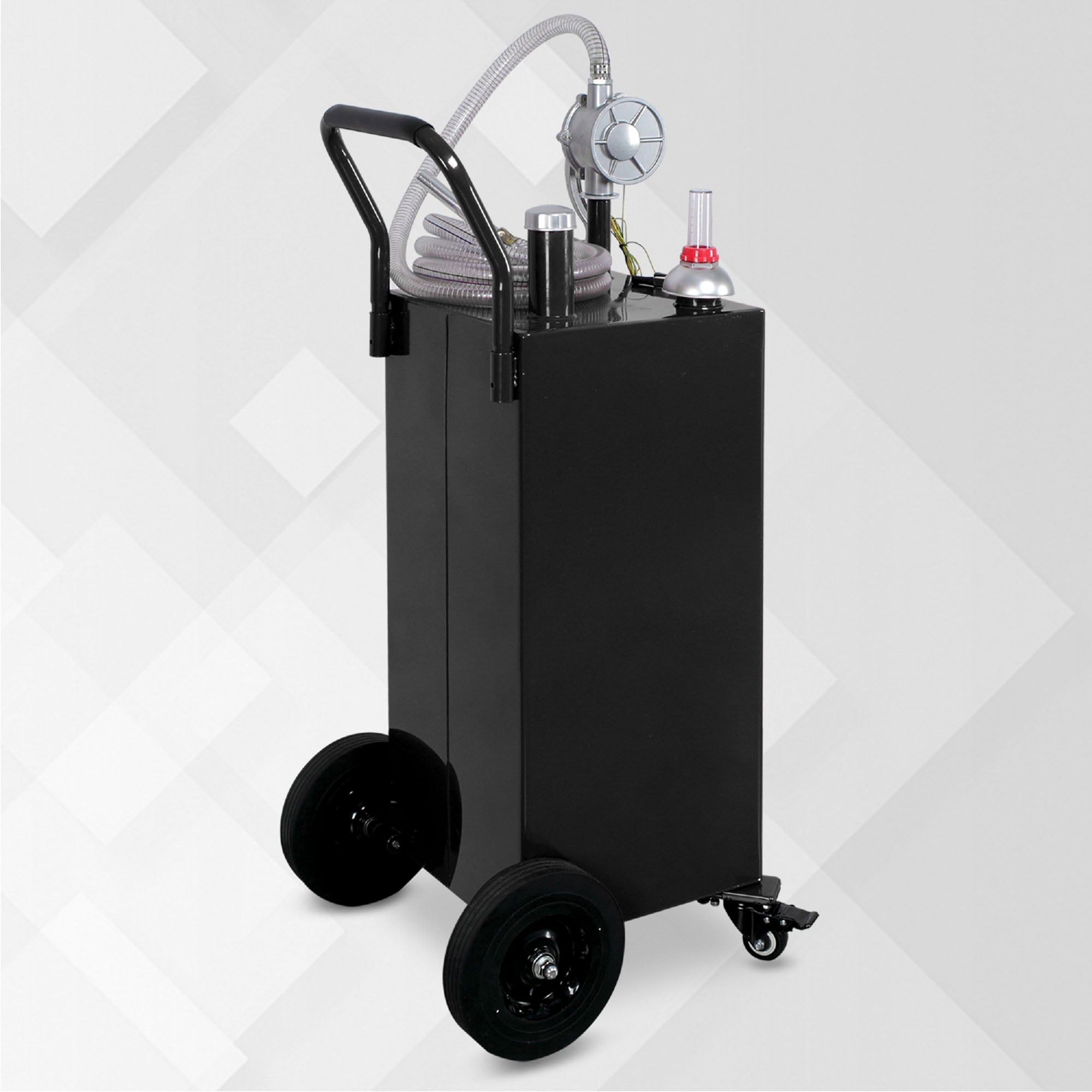 Arksen 30 Gallon Portable Gas Caddy Fuel Storage Tank Large Gasoline Diesel Can Hand Siphon Pump Rolling Wheels, Black