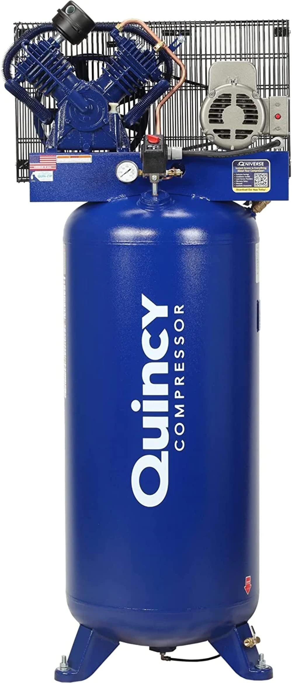 Quincy QT-54 2Stage Reciprocating Air Compressor 5HP 230V 1 Phase 60-Gallon Vertical Model 2V41C60VC