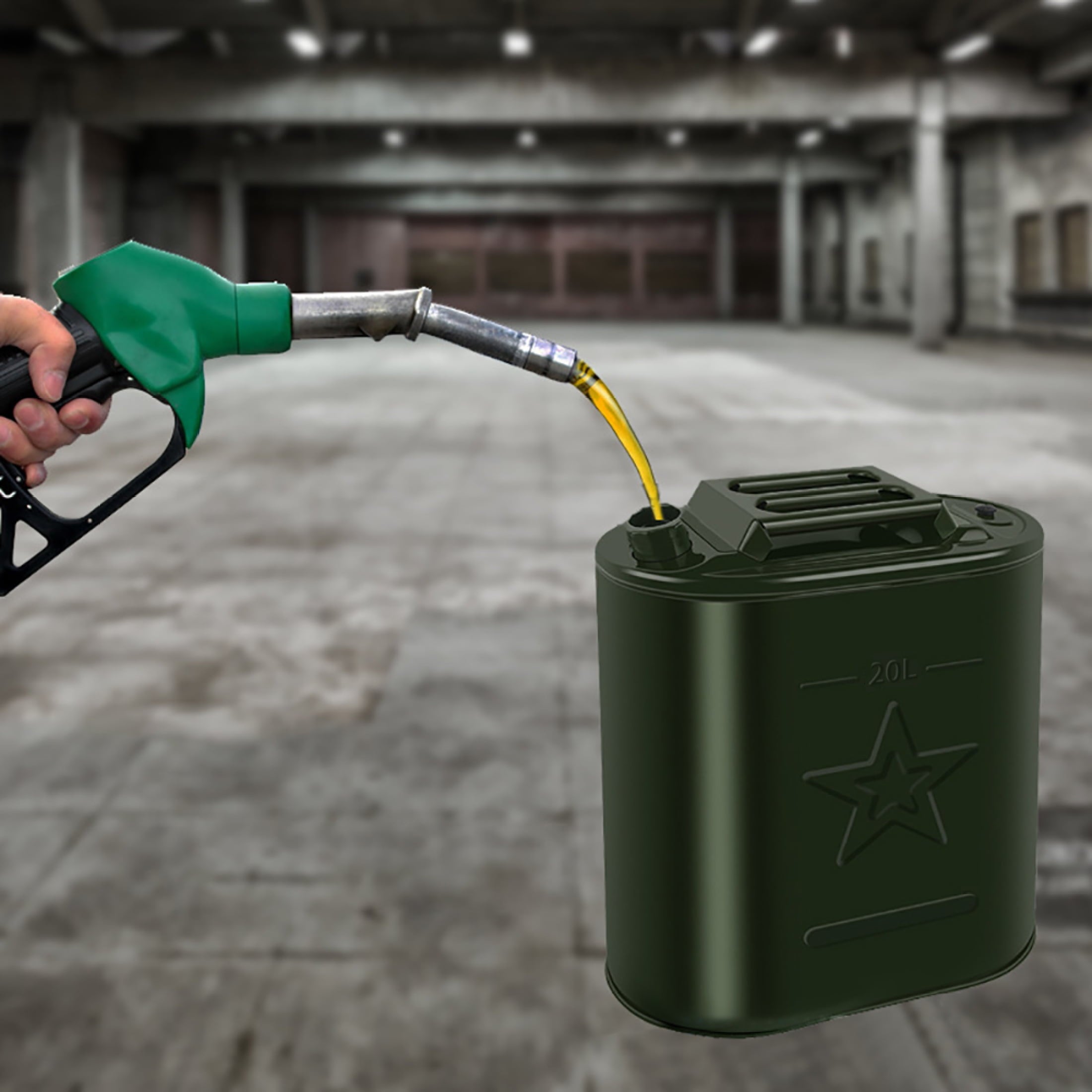 MoreChioce 10L Green Metal Jerry Can Store Container for Petrol Oil Water Alcohol