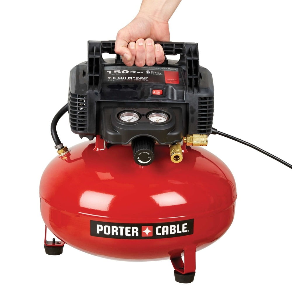 Porter-Cable C2002-ECOM 0.8 HP 6 Gallon Oil-Free Pancake Air Compressor