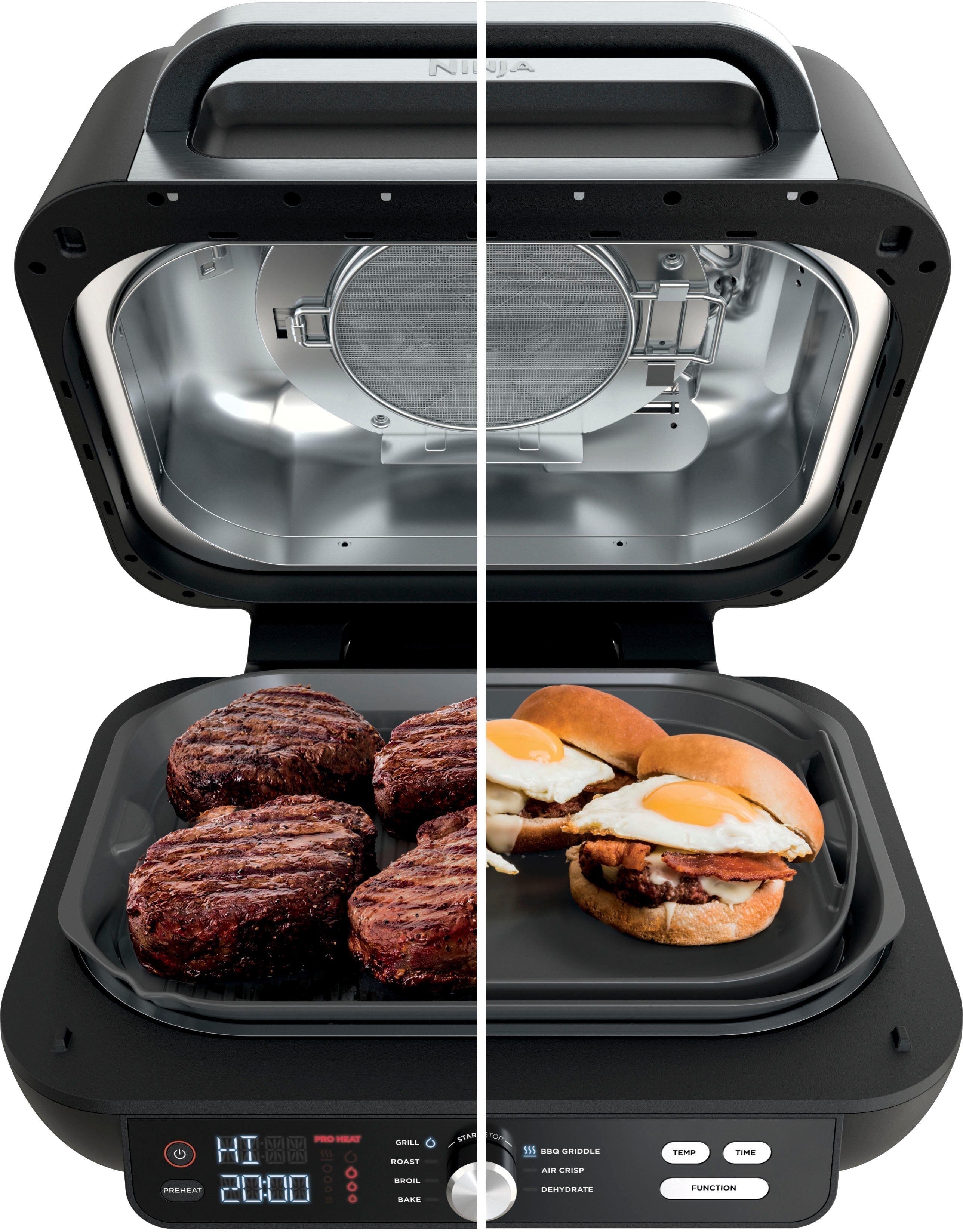Ninja - Foodi XL Pro Indoor 7-in-1 Grill & Griddle with 4-Quart Air Fryer, Roast, Bake, Dehydrate, Broil - Silver/Black