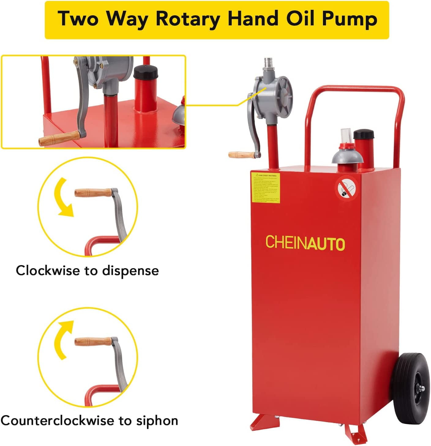 30 Gallon Gas Caddy with Pump Fuel Storage Tank Portable Gasoline Diesel Fuel for Car, Lawnmower, ATV, Boat, Motorcycle