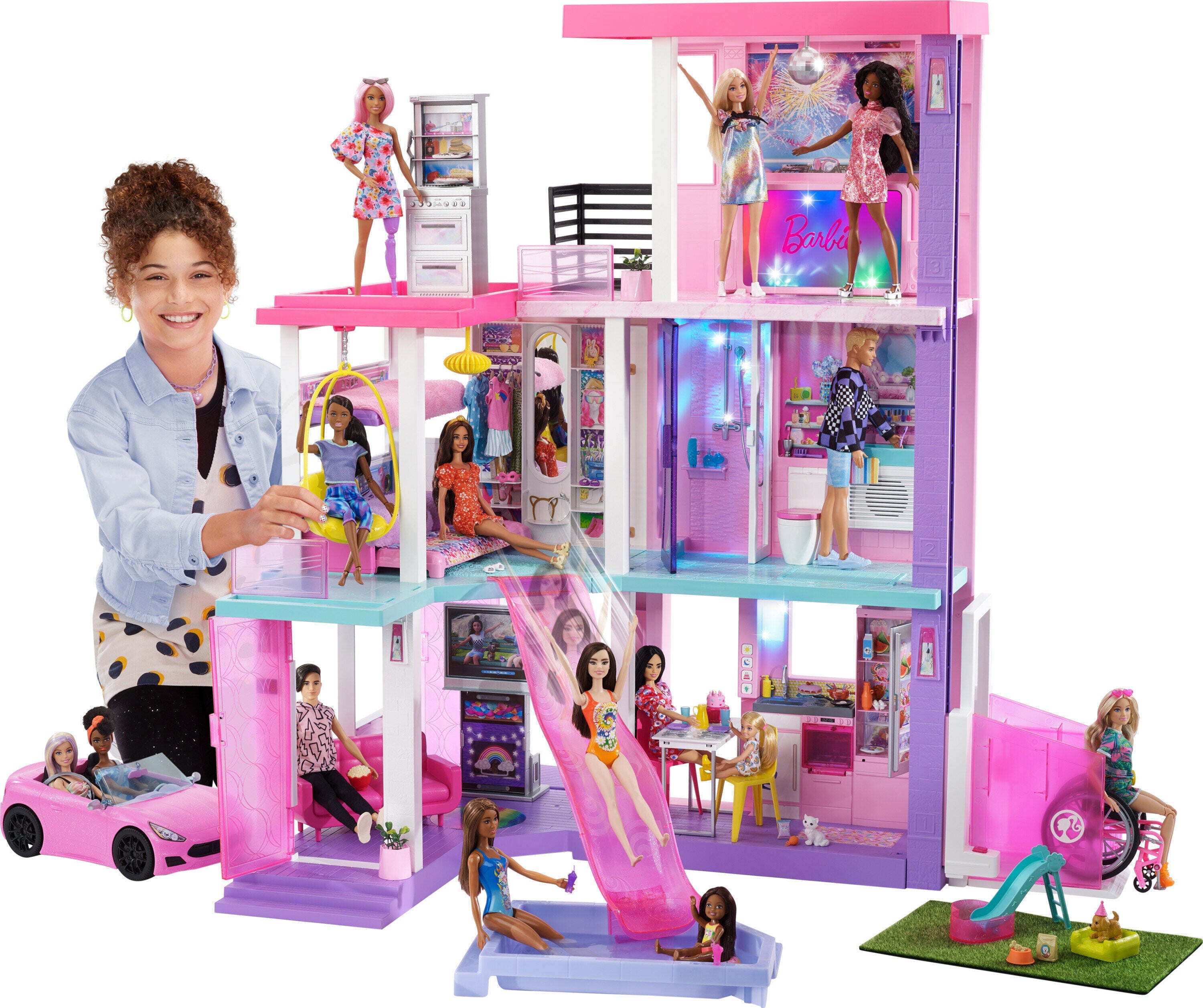 Barbie Deluxe Special Edition 60th DreamHouse Dollhouse Playset with 2 Dolls, Car and 100+ Pieces
