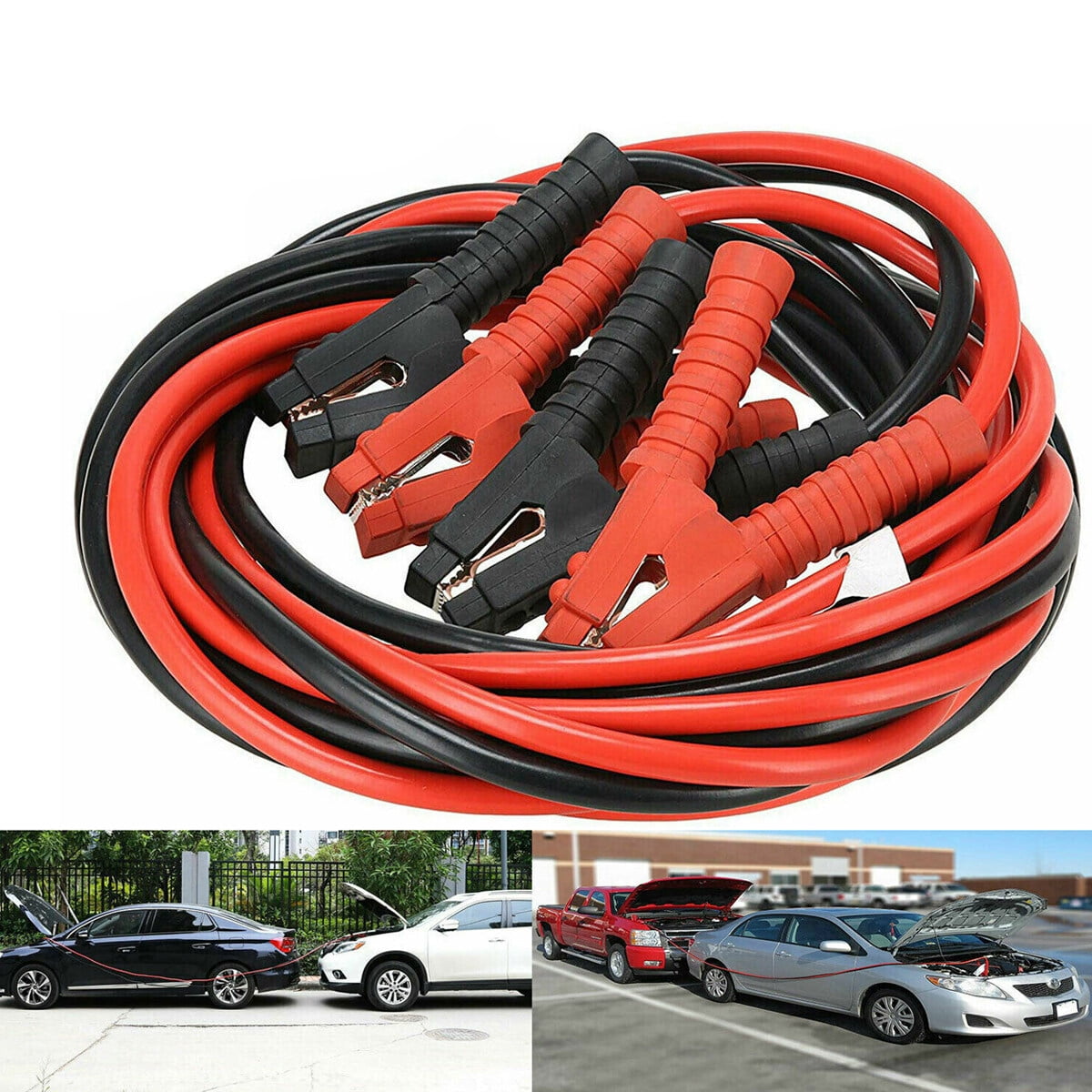 ARTEA 6m 3000A Car Battery Power Emergency Cable Jump Start Firing Line Power Wire Copper Clip Clamp Boost Cord Corriente Bateria Auto (Black and Red)