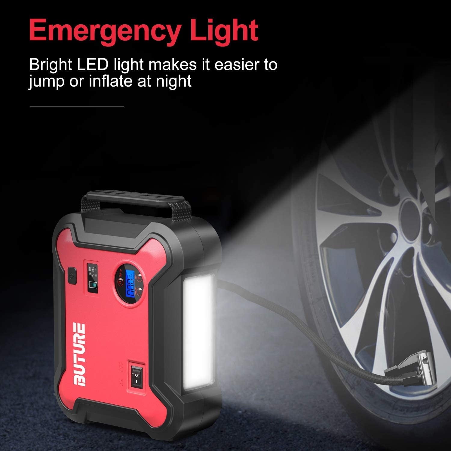 Car Jump Starter with Air Compressor 4500A 26800mAh (All Gas/8.0L)150PSI Powerful Portable Lithium Jump Starter with Tire Inflator Fast Battery Charger 3.0 with 160W DC Out BUTURE