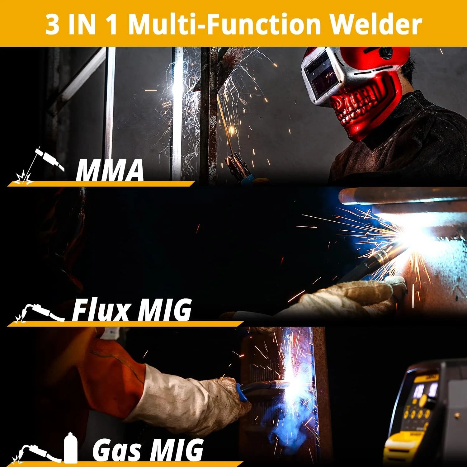 DEKO 135Amp MIG/MMA Welder,110V Flux MIG/Stick/Gass MIG 3 in 1 welding machine IGBT DC Inverter