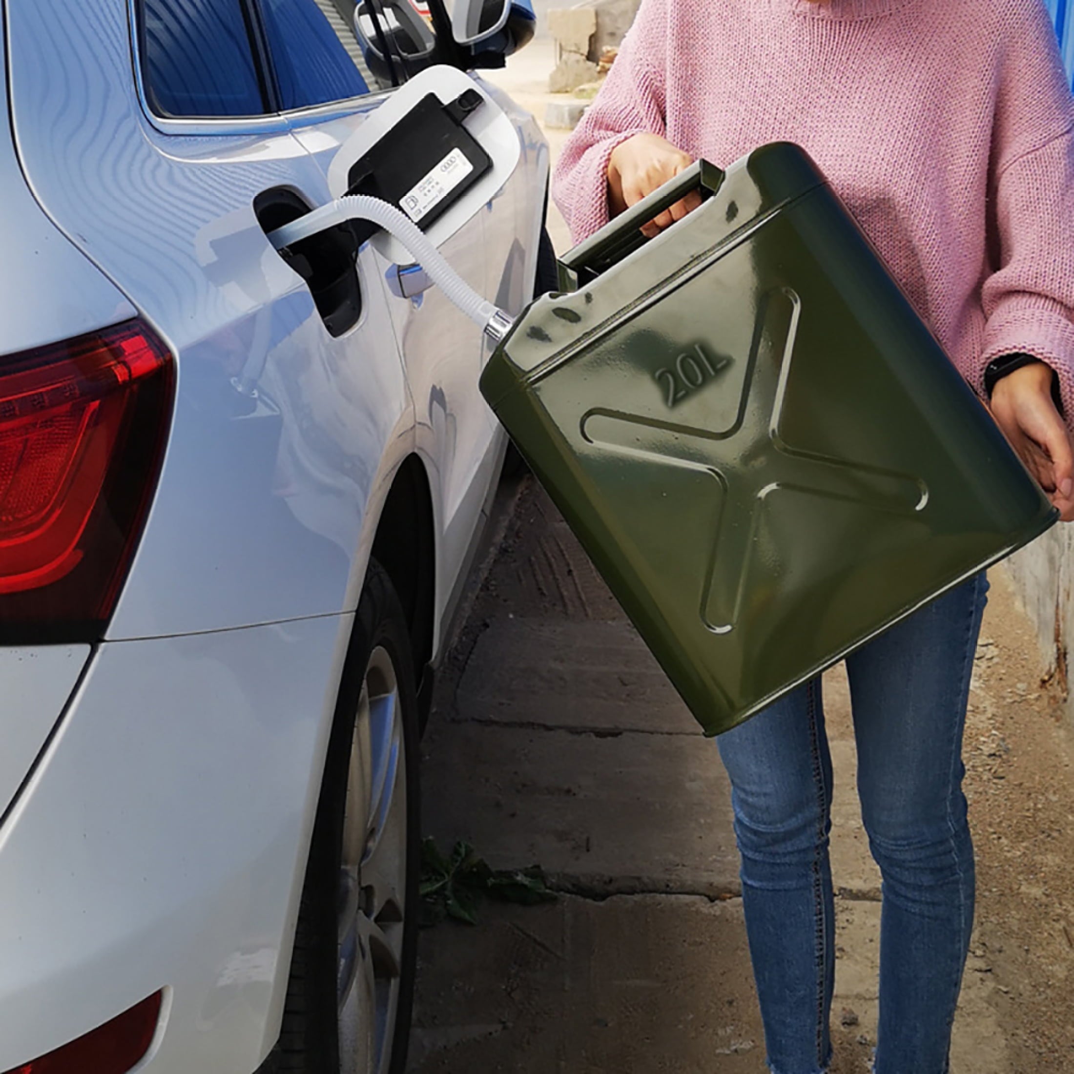 MoreChioce 20L Green Metal Jerry Can Store Container for Petrol Oil Water Alcohol