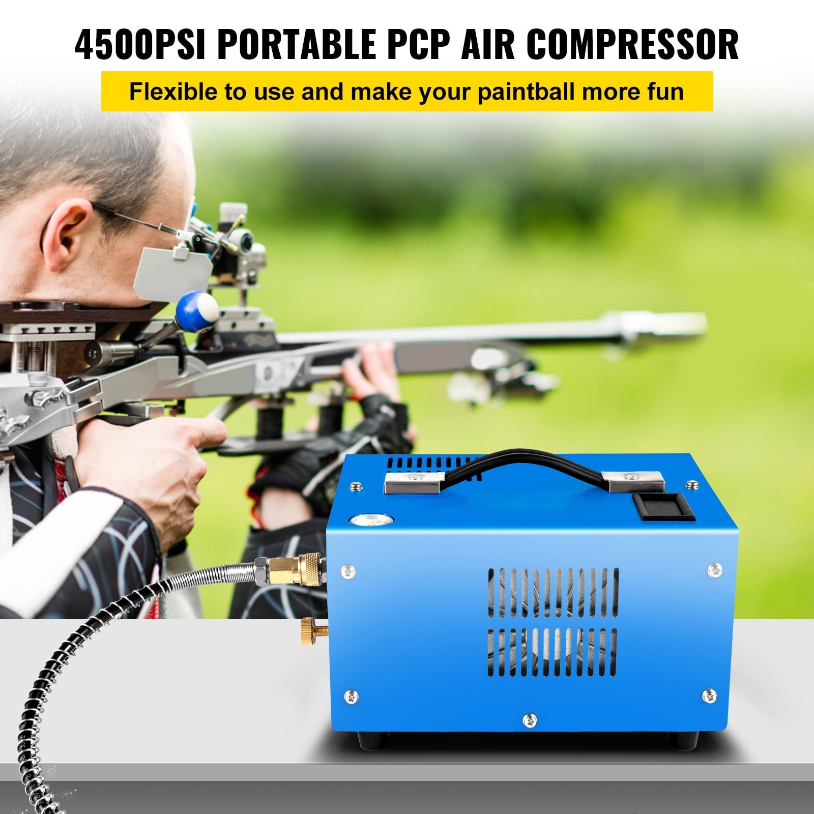 BENTISM PCP Air Compressor Scuba Compressor 4500PSI Manual-Stop 12V/110V w/Adapter
