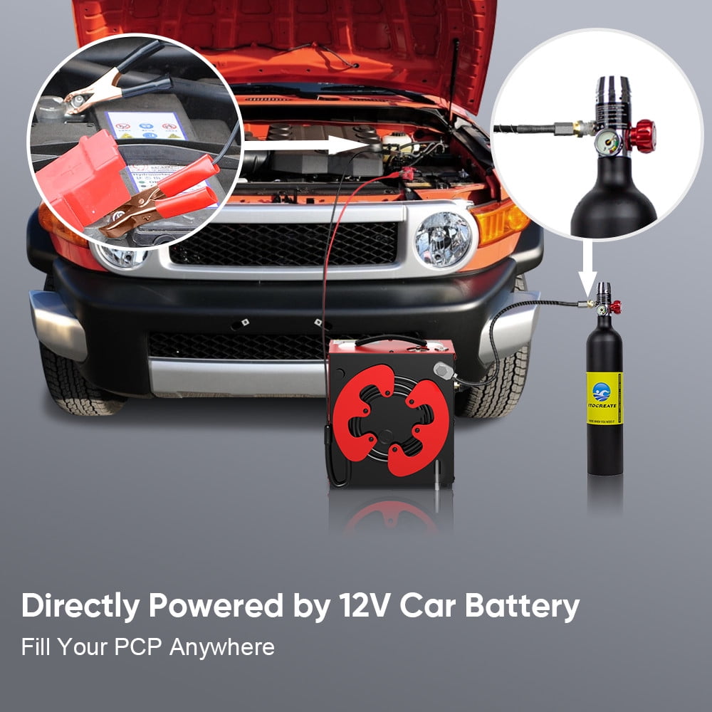 GX Pump CS3 Portable PCP Air Compressor, 110V AC/12V DC Input, Auto-Stop,4500Psi/30Mpa