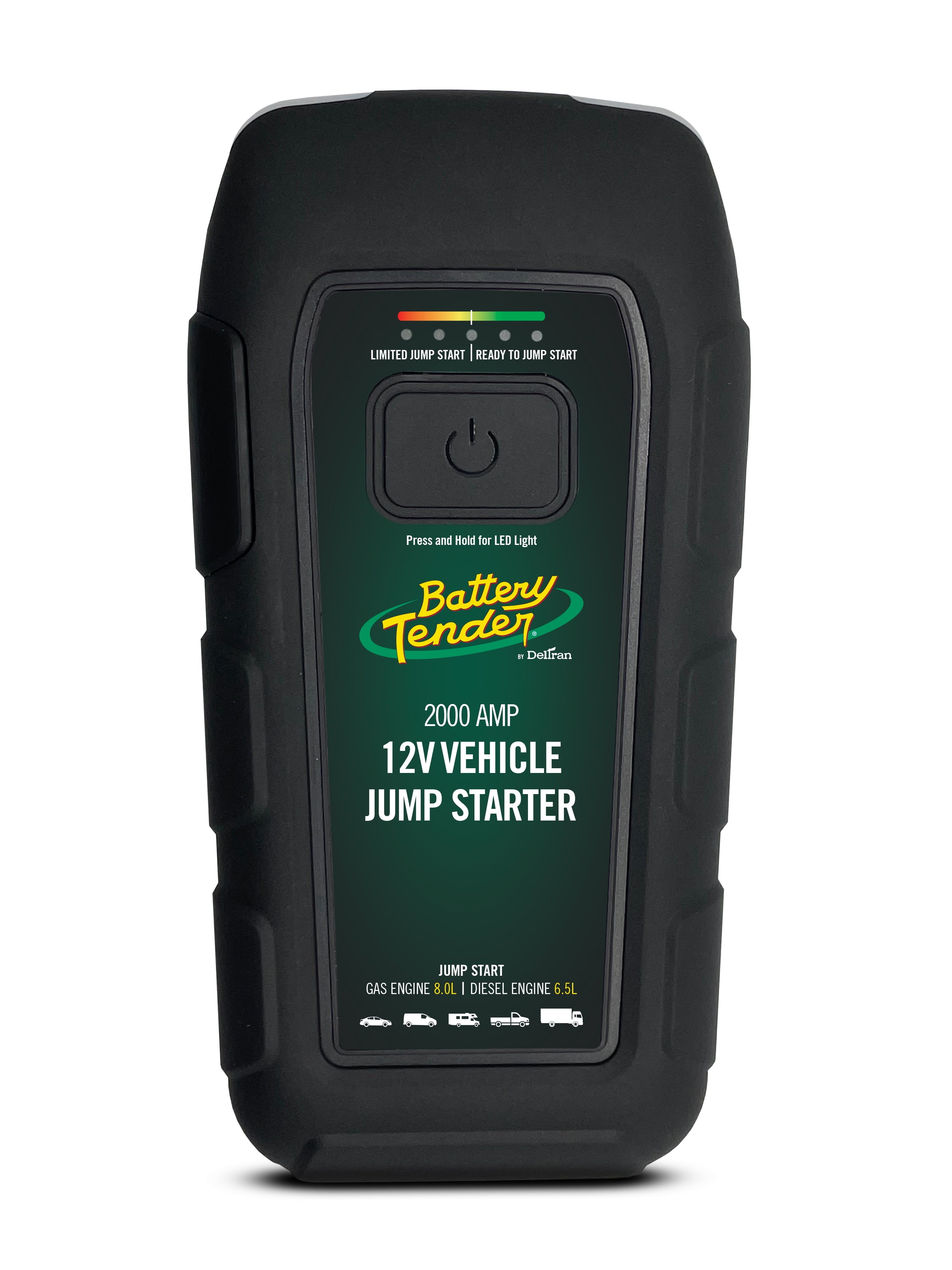 Battery Tender 2000 AMP Lithium Jump Starter - 16000mAh Portable Power Station - LED Flashlight Emergency Strobe - 3 Fast USB Charging Ports - 030-2030-WH