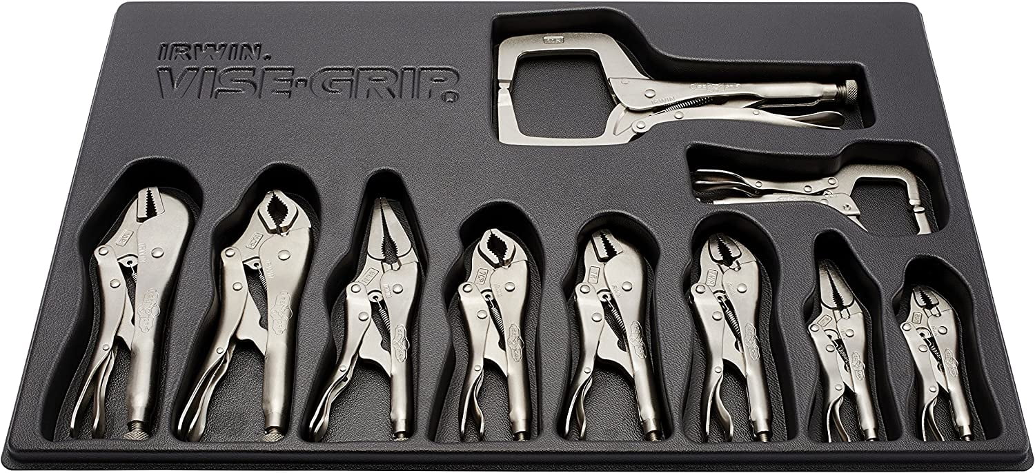Vise Grip Irwin Locking Plier Set in a Tray, High Grade Alloy Steel, Set of 10